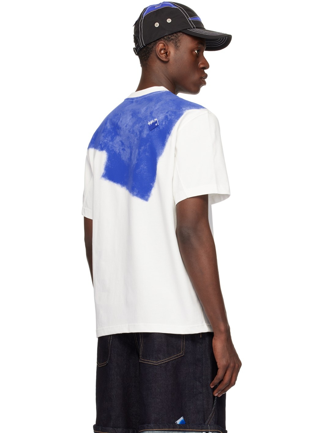 White & Blue Printed T-Shirt - 3