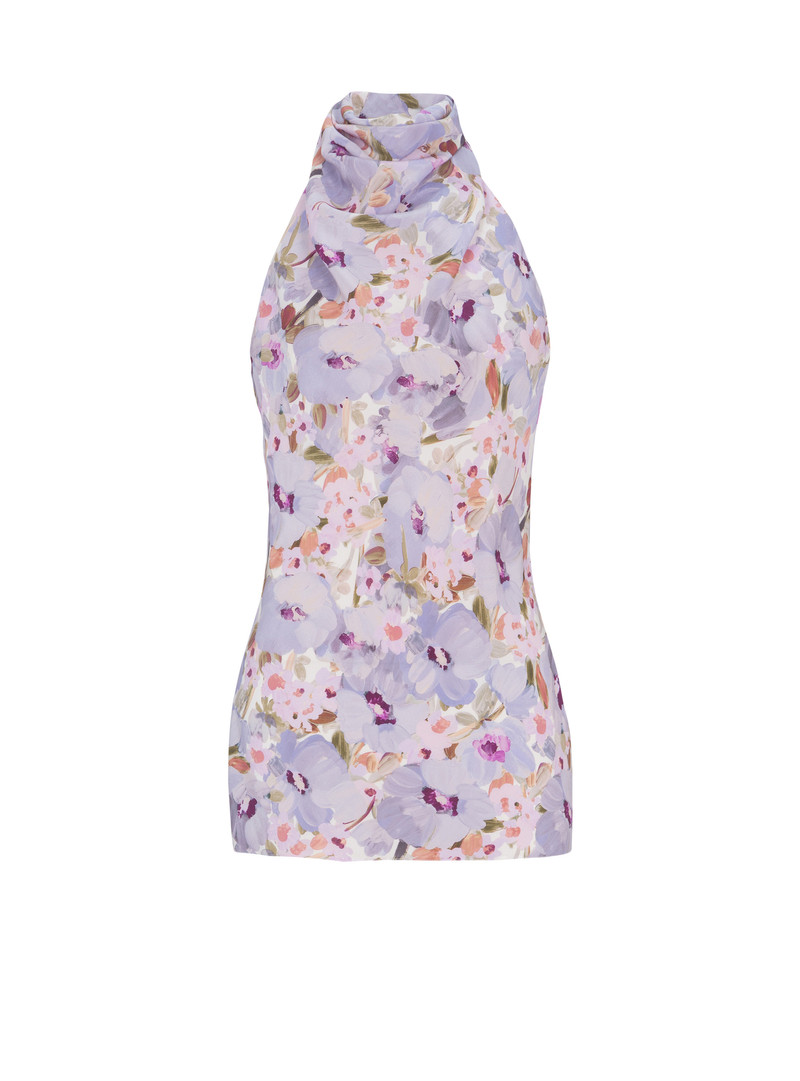 Sleeveless top with Poppy Flower print 1