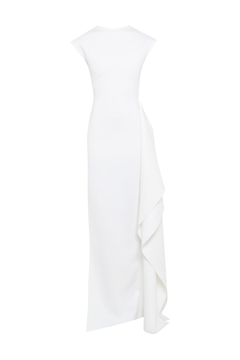 HIGH NECK PENCIL DRESS WITH SIDE PANEL DETAIL WHITE 3