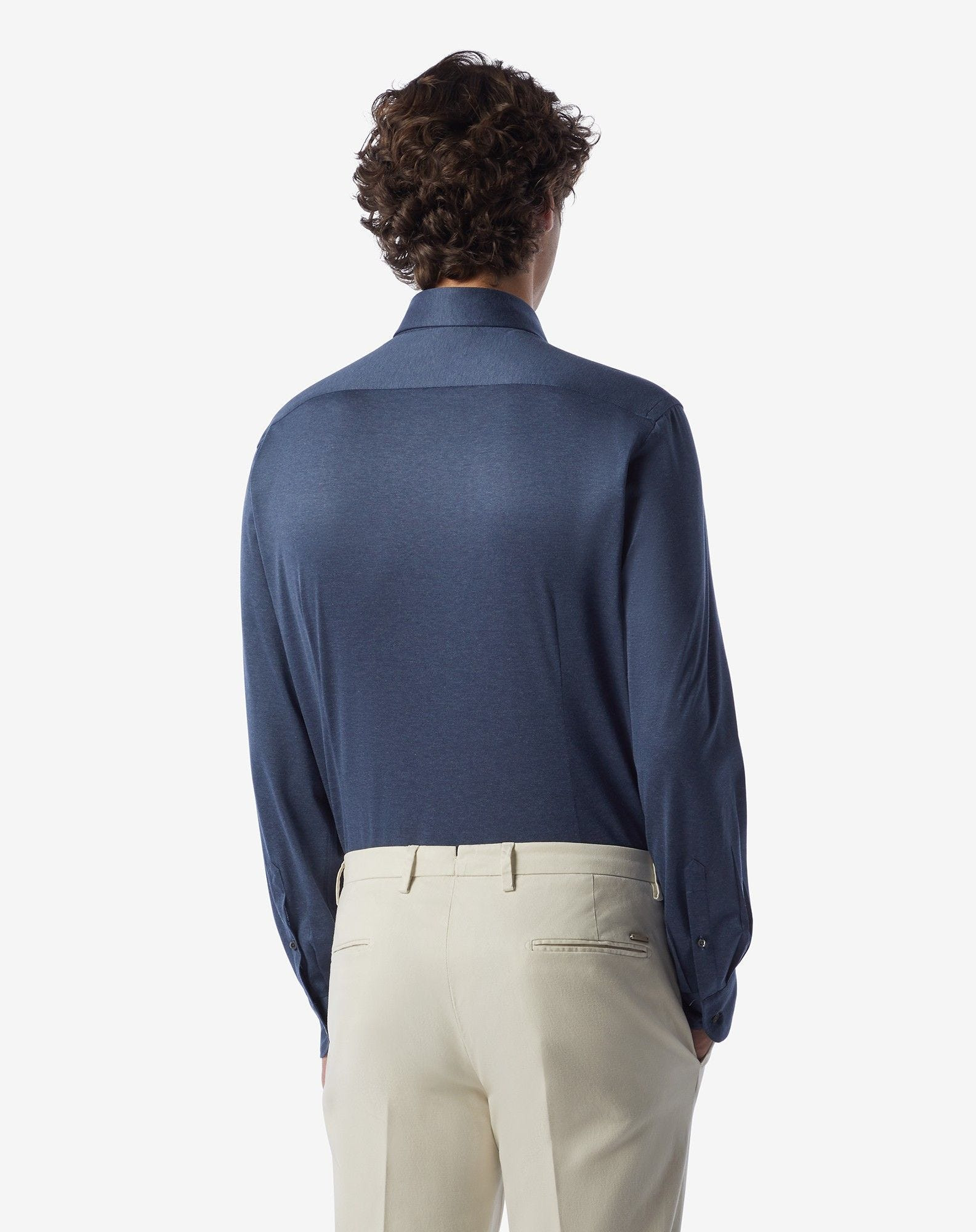 Avio blue jersey cotton shirt - 4