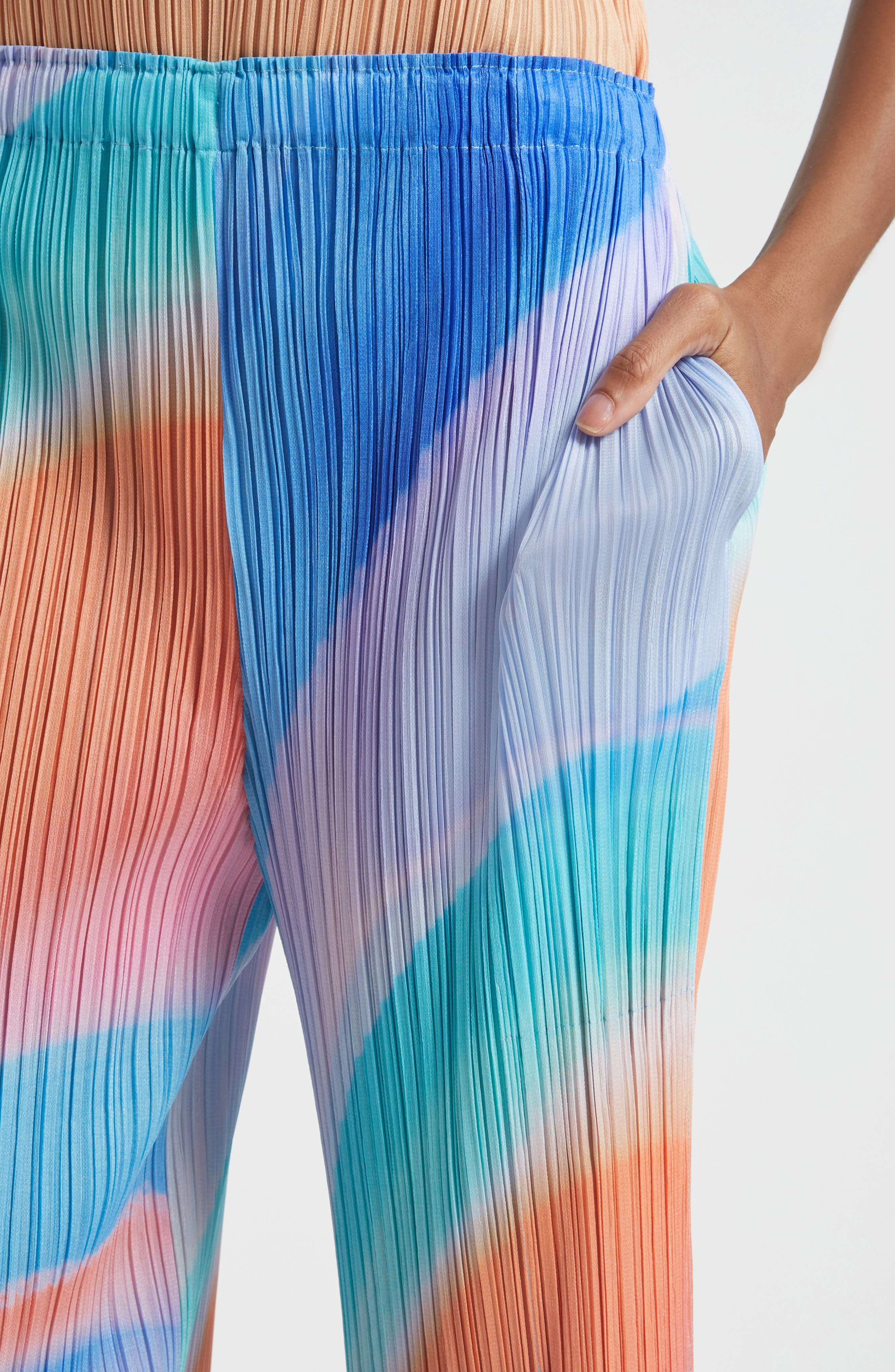 Pleats Please Issey Miyake Groove Pleated Ankle Pants in Blue at Nordstrom - 5
