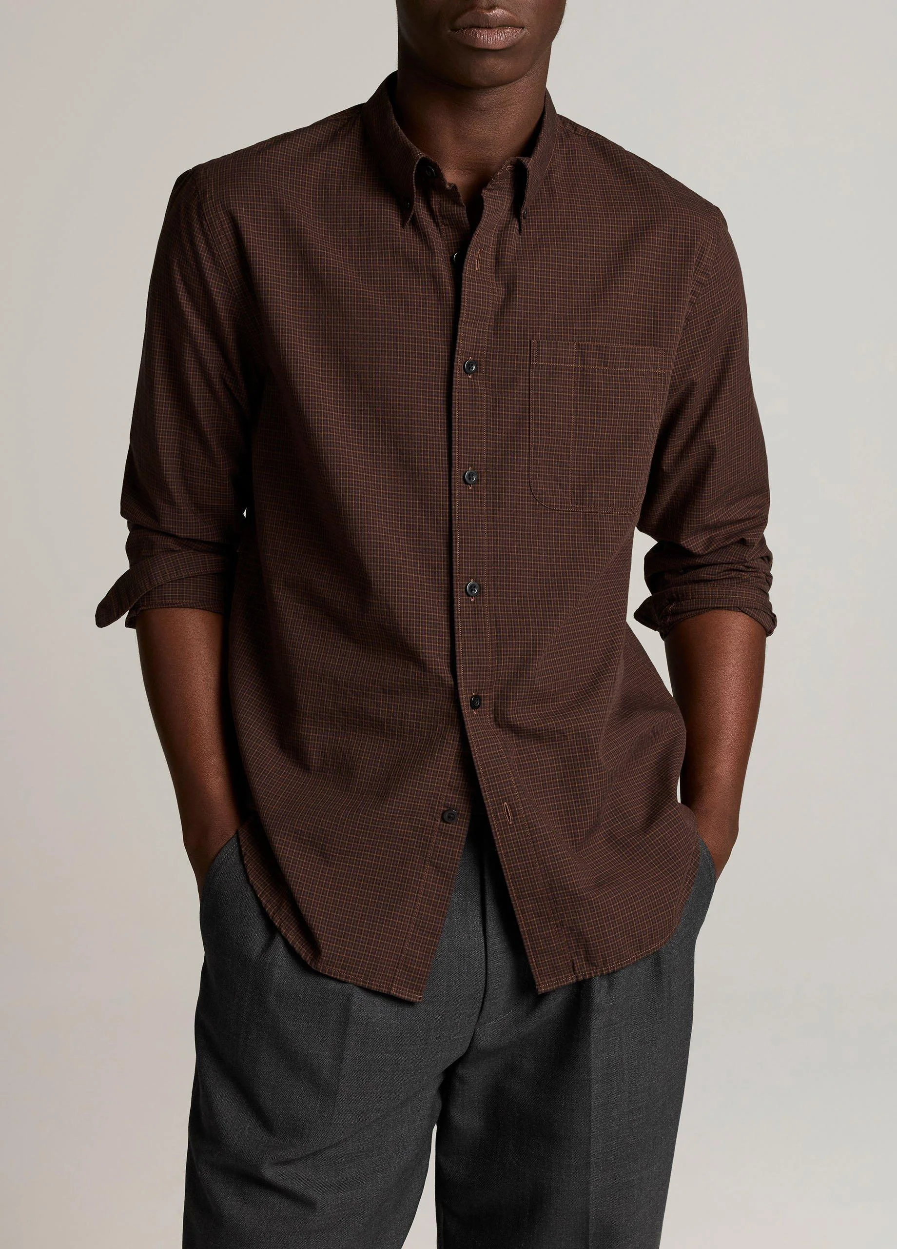 Carnes Plaid Cotton Button-Down Shirt - 1