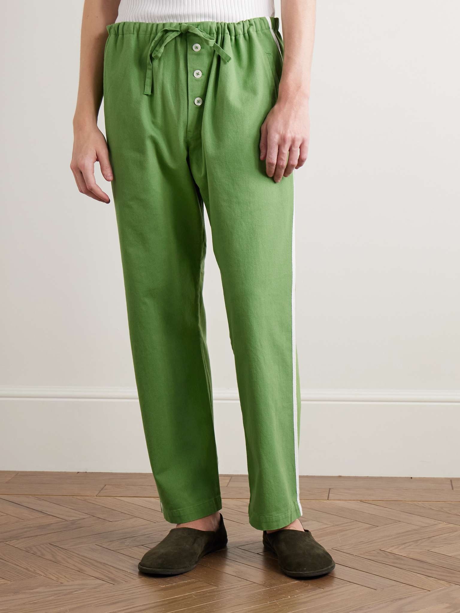 Straight-Leg Striped Cotton-Twill Drawstring Trousers - 3