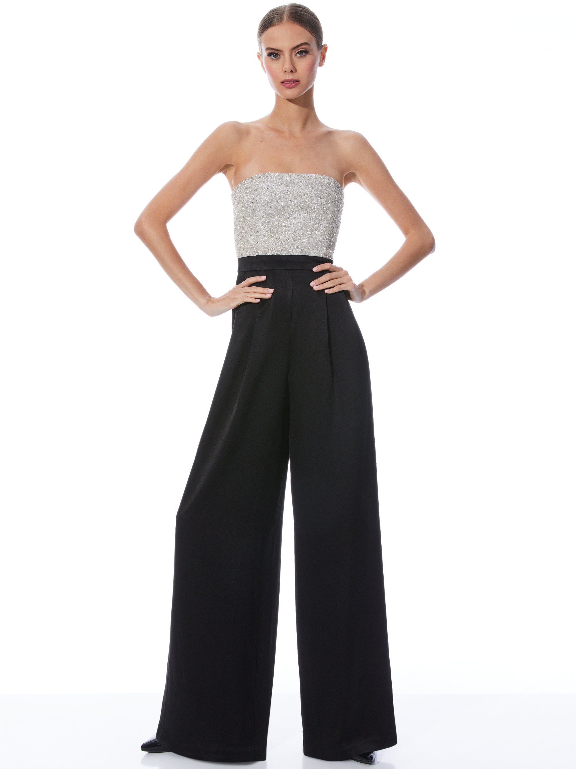BERNA EMBELLISHED BUSTIER WIDE LEG JUMPSUIT - 6