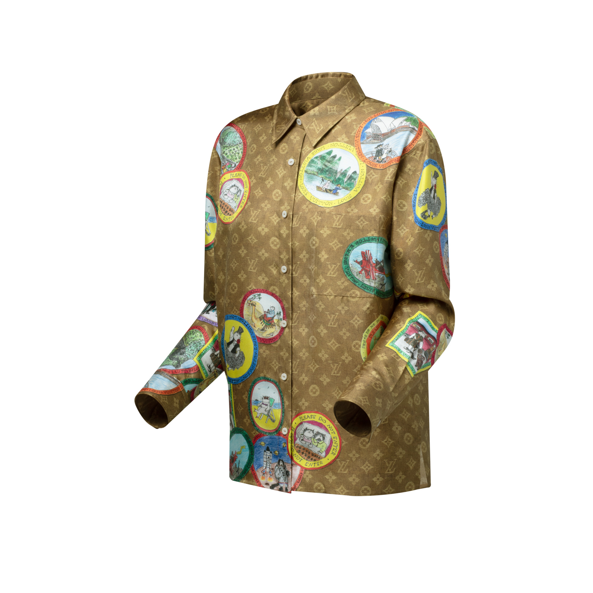 Monogram Cat Stamp Silk Shirt - 2