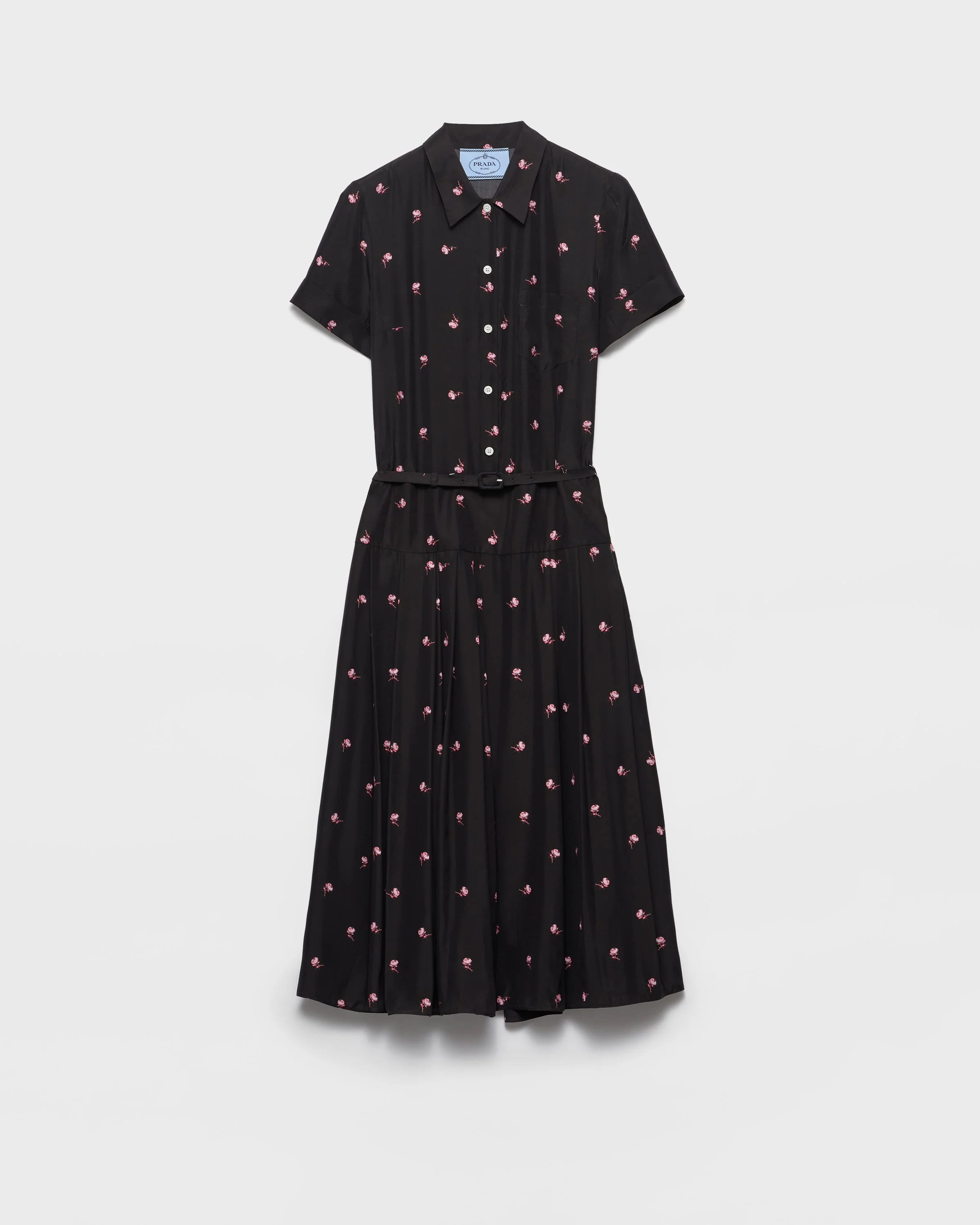 Floral print washed silk dress - 1
