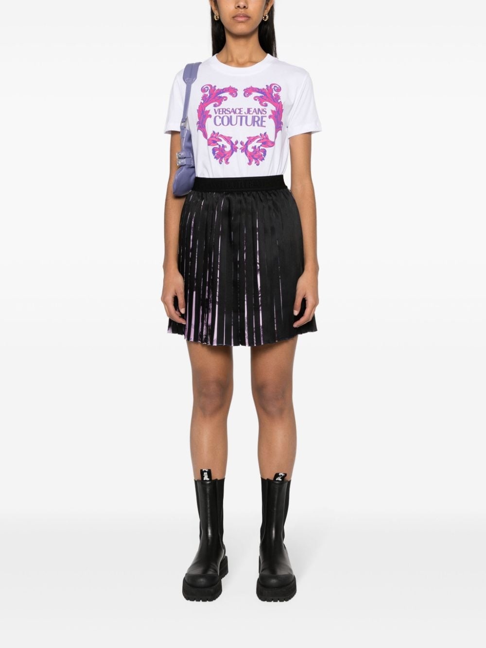 Watercolour Barocco pleated mini skirt - 2