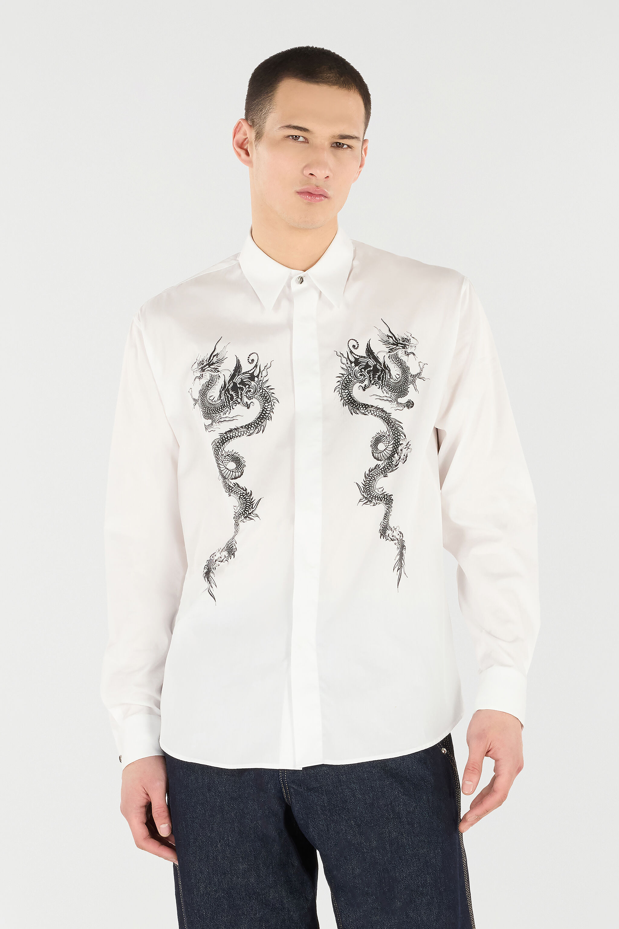 Cotton Shirt With Dragons - 3