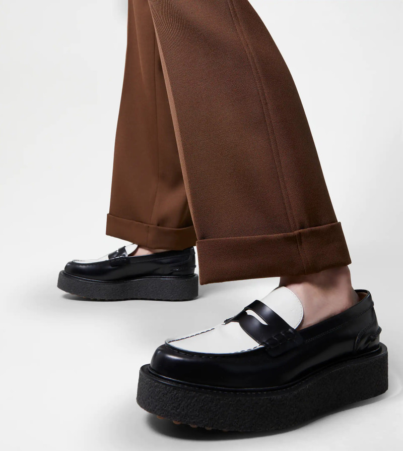 Tod's PLATFORM LOAFERS IN LEATHER - BLACK, WHITE outlook