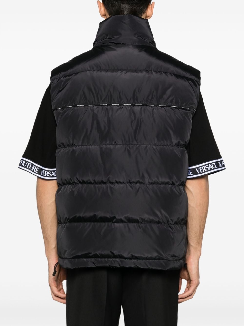 logo-print reversible padded gilet - 4