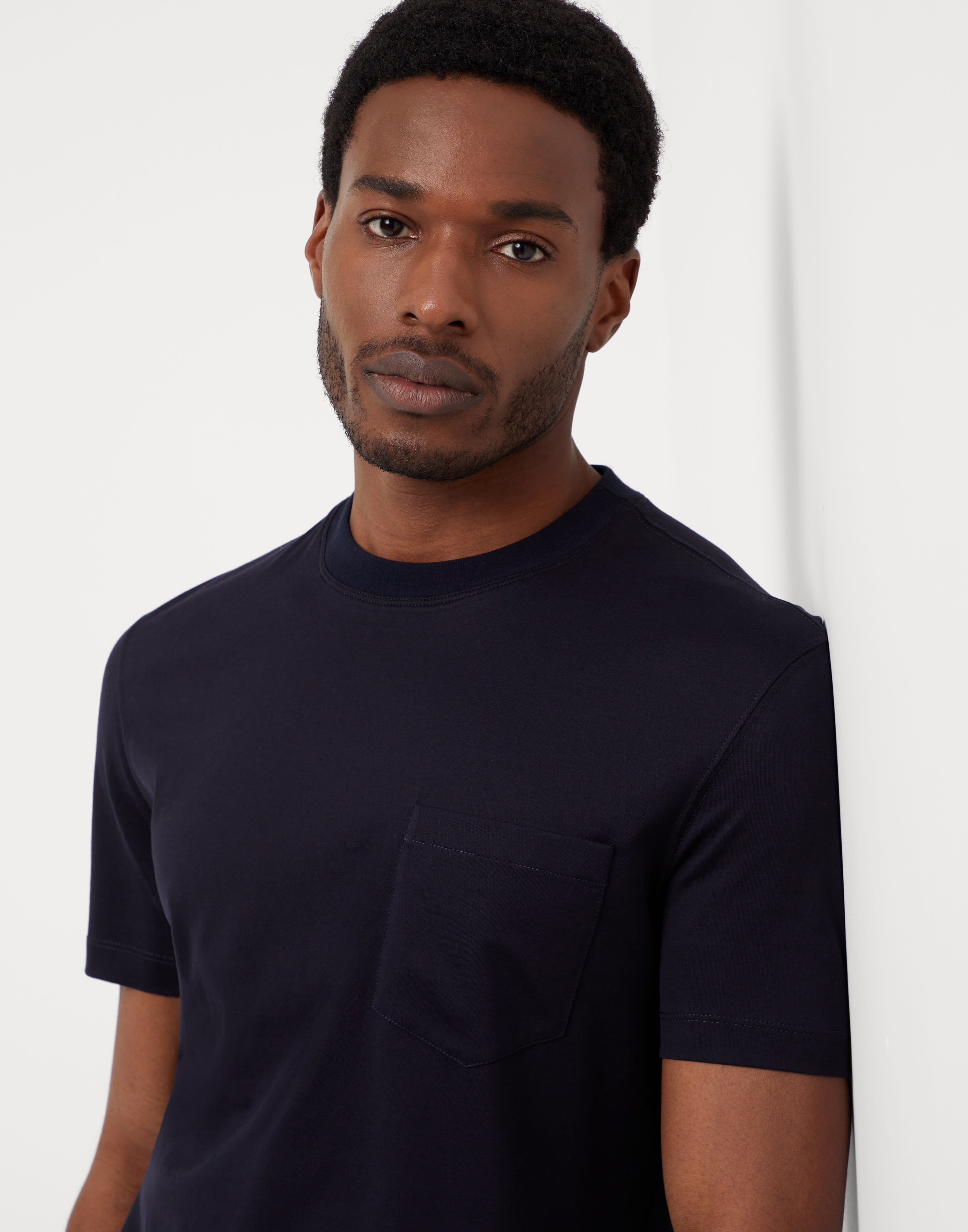Cotton jersey crew neck T-shirt with chest pocket - 3
