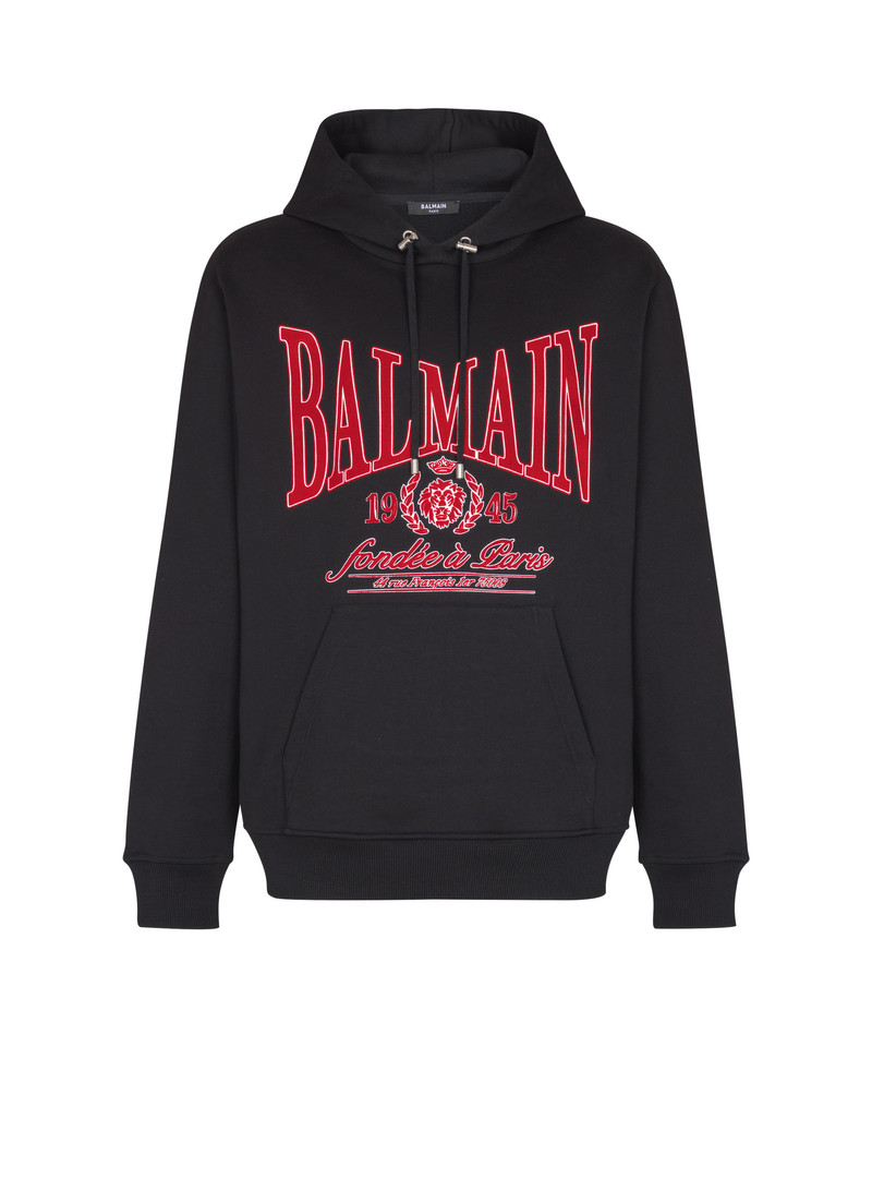 Flocked Balmain College hoodie 1