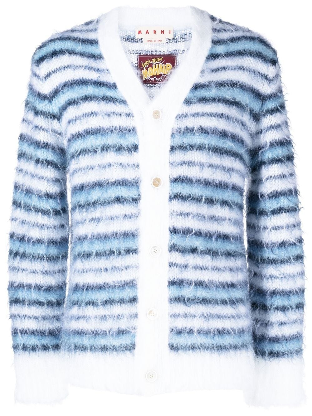 striped V-neck cardigan - 1