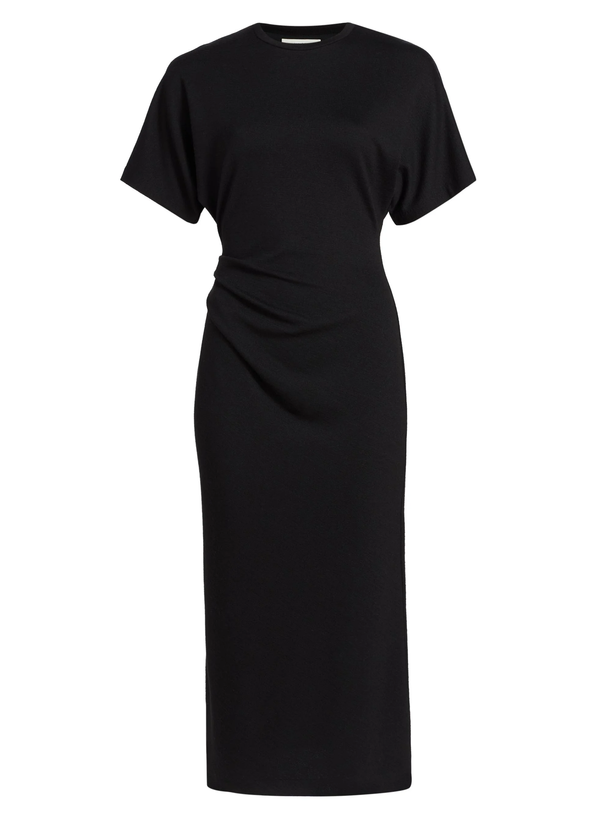 Women's Side Ruched Jersey Midi-Dress - Black - 1