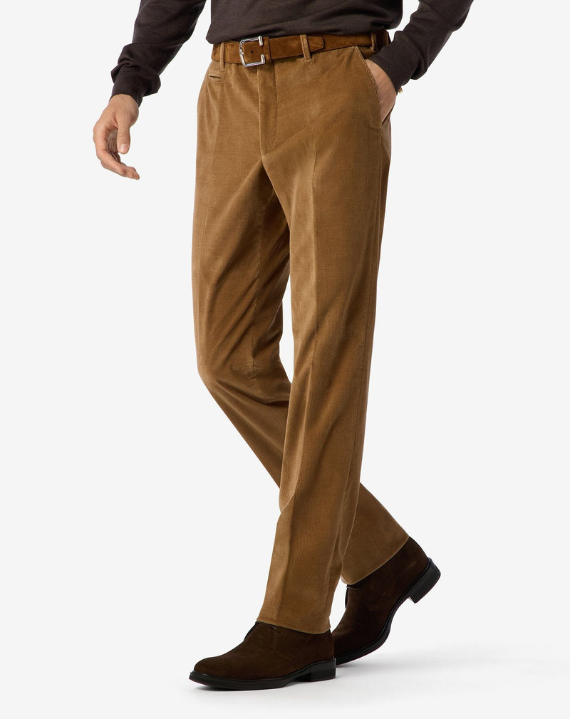 Caramel brown 1500-striped cotton corduroy trousers 3