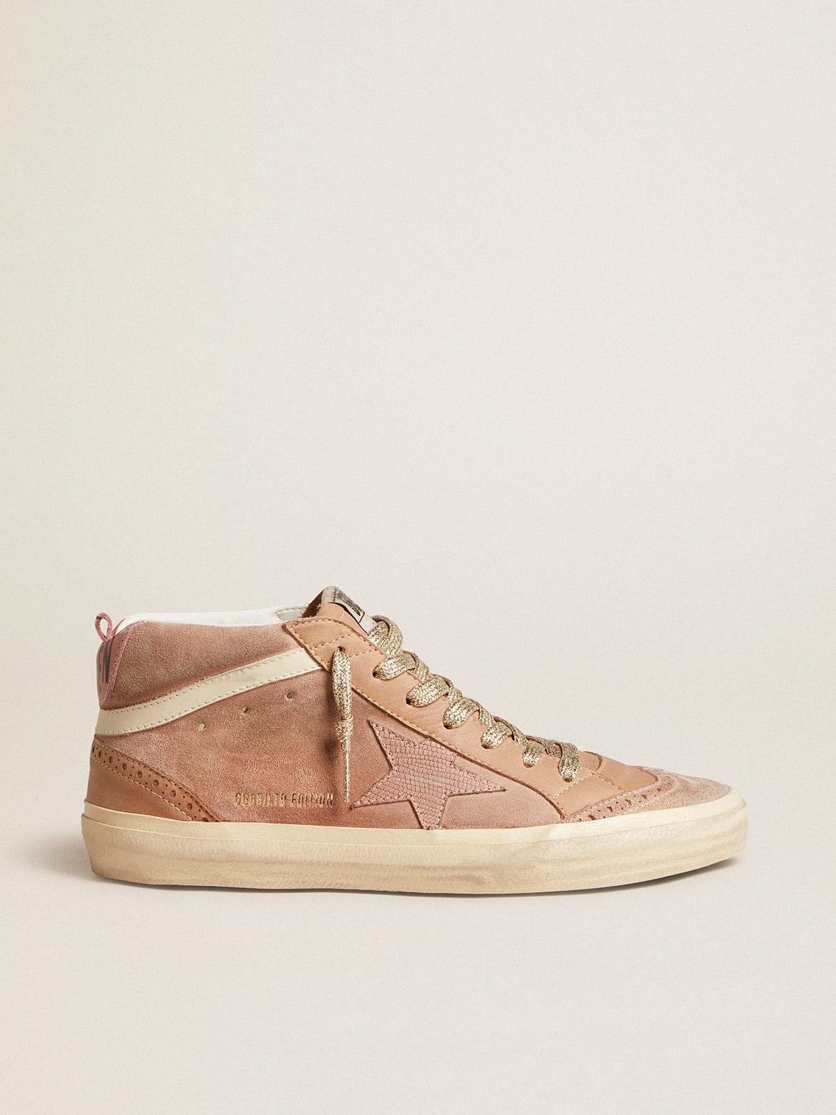 Mid Star LTD in pink suede with pink lizard-print leather star - 1