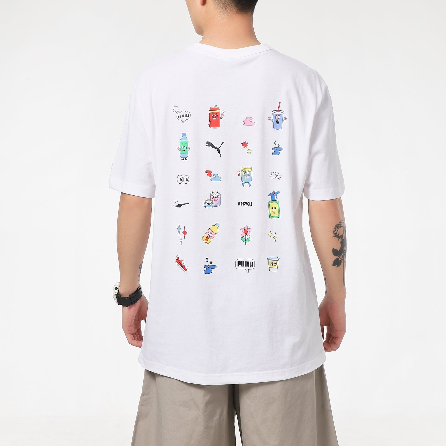PUMA Sports Alphabet Printing Round Neck Short Sleeve White 531335-52 - 4