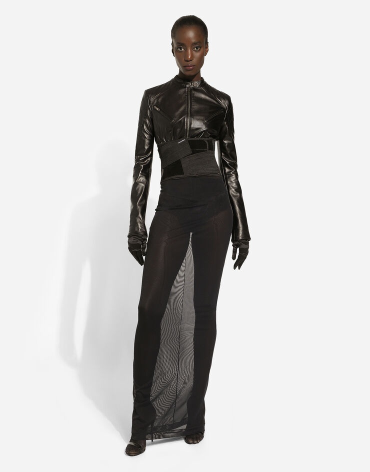 Short leather biker jacket - 3