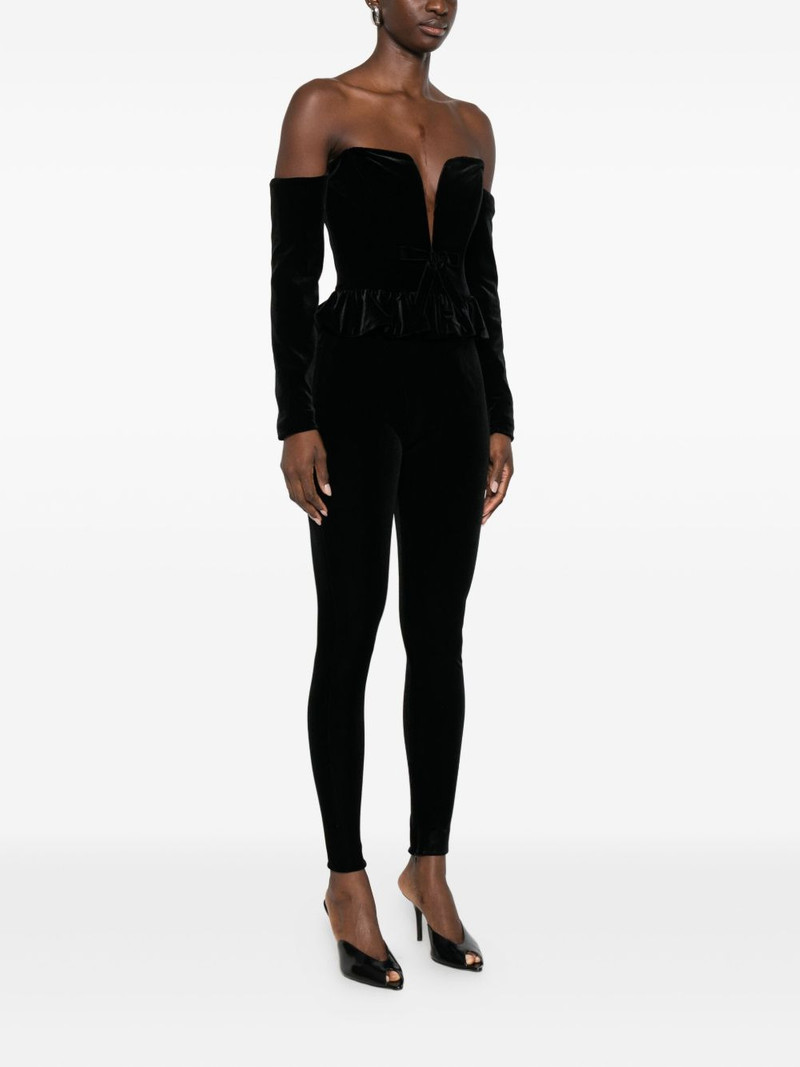 V-neck velvet jumpsuit 3