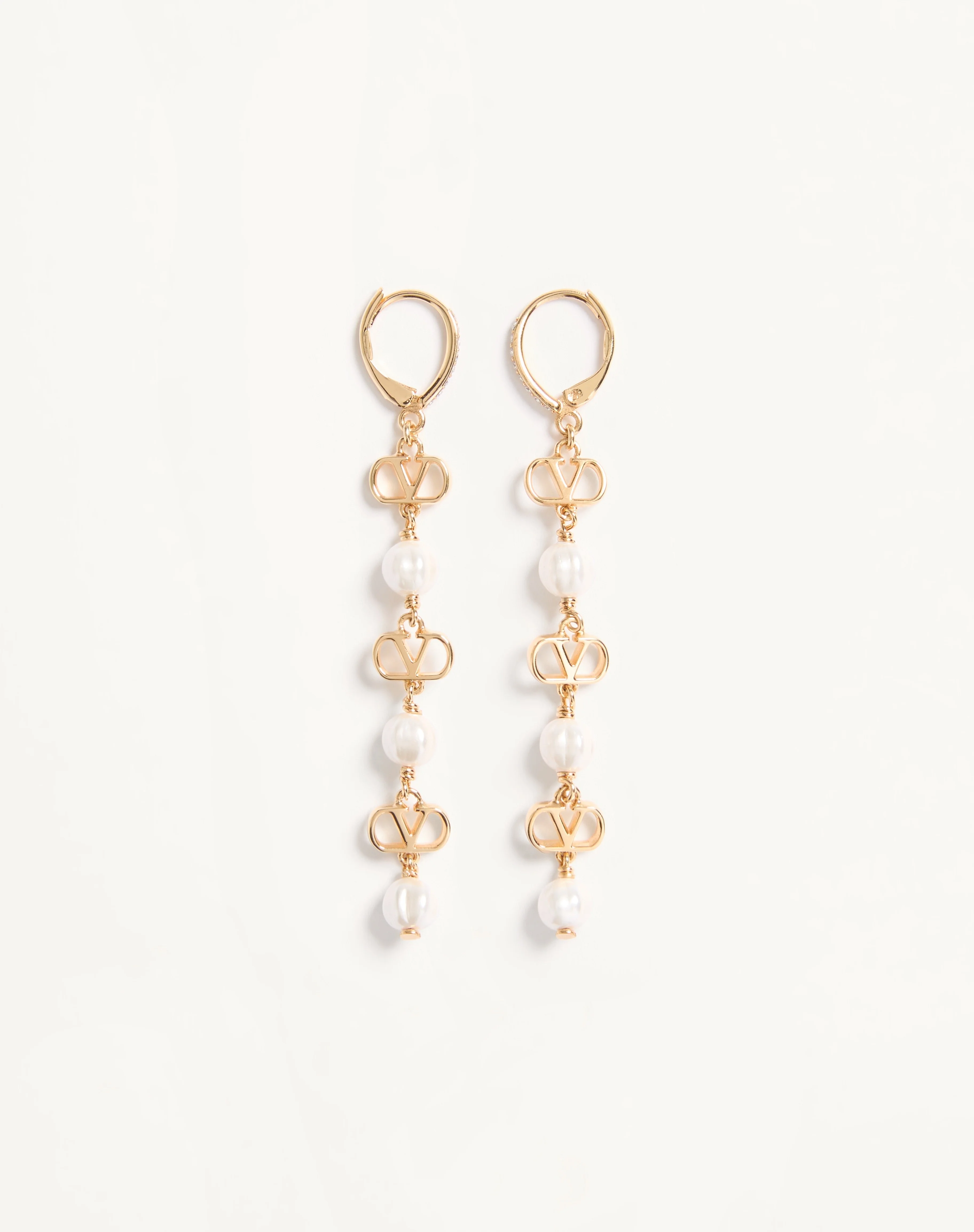 VLOGO SIGNATURE EARRINGS IN METAL, GLASS BEADS, AND SWAROVSKI® CRYSTALS - 1