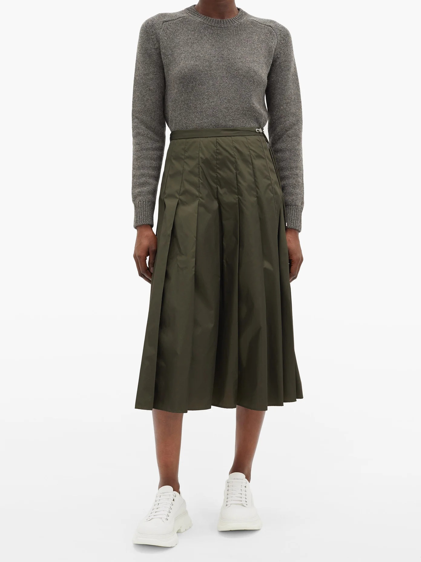 Pleated technical midi skirt - 2