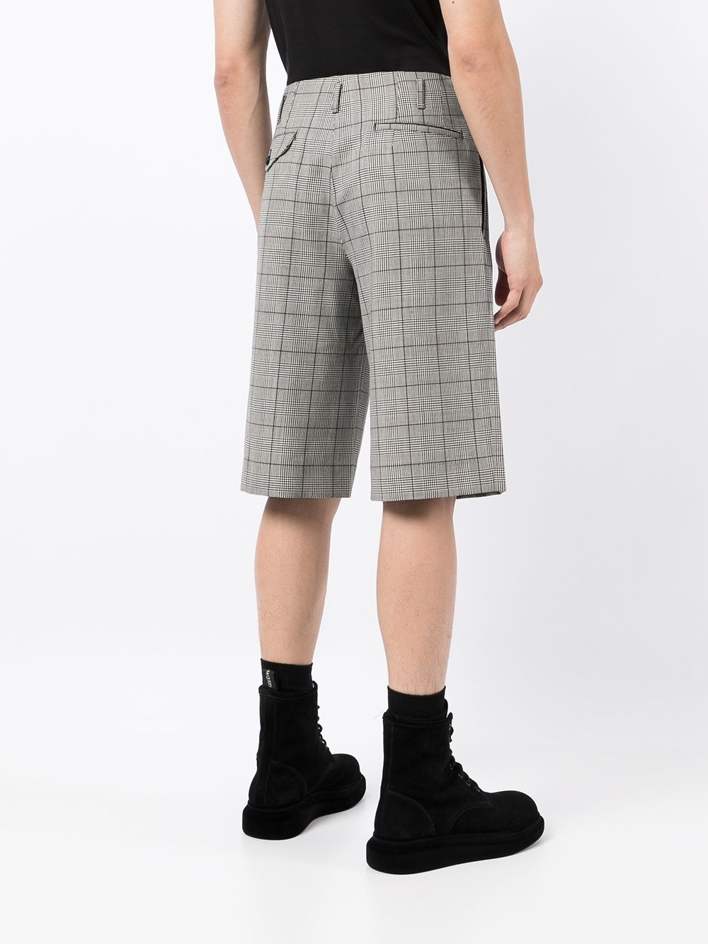 tailored check wool shorts - 4