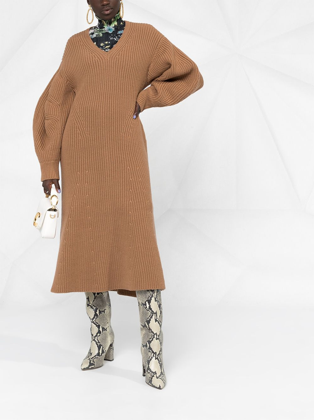 v-neck jumper dress - 2