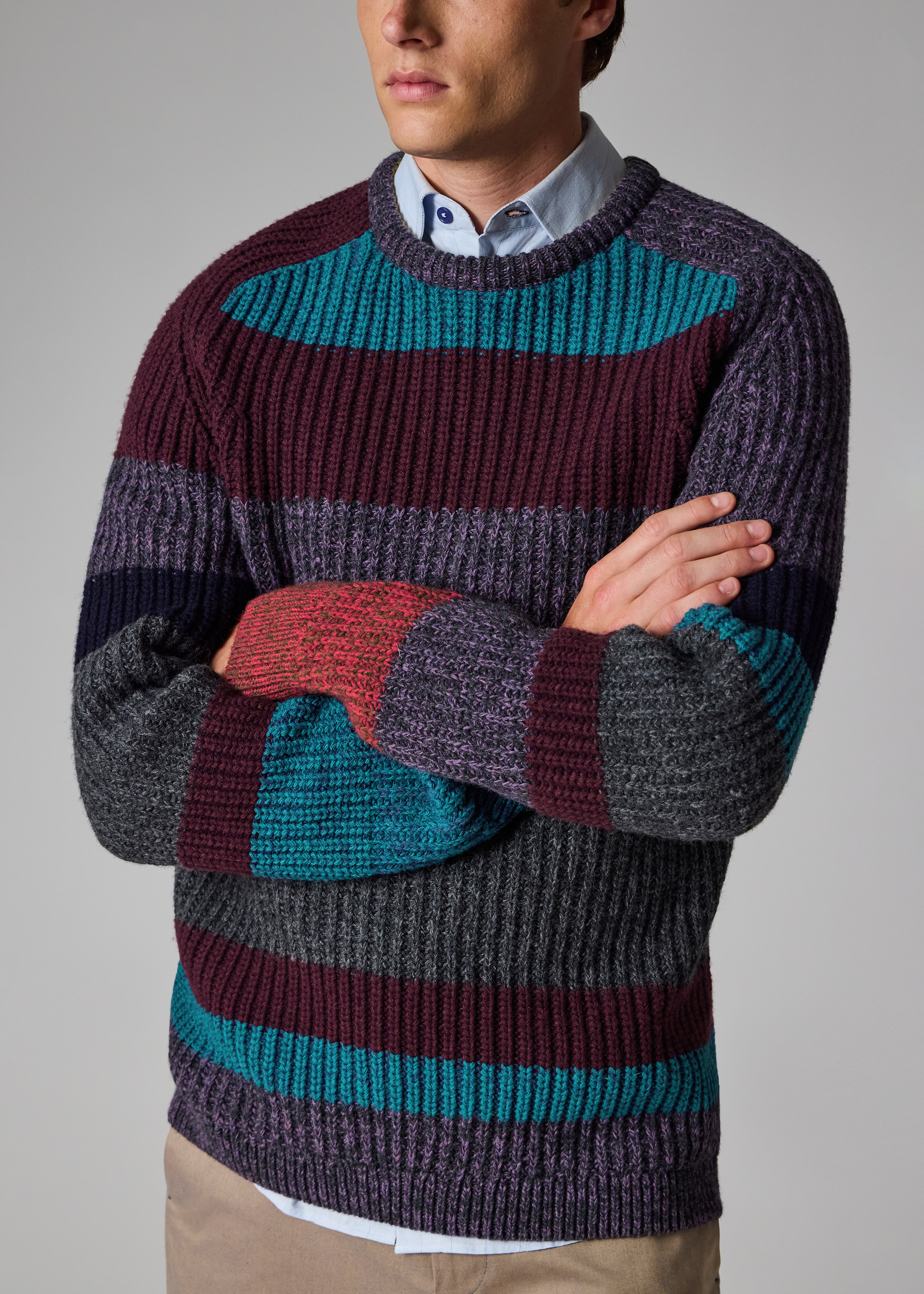 Paul Smith loves Barbour - Multi Stripe Crew Neck Sweater - 8