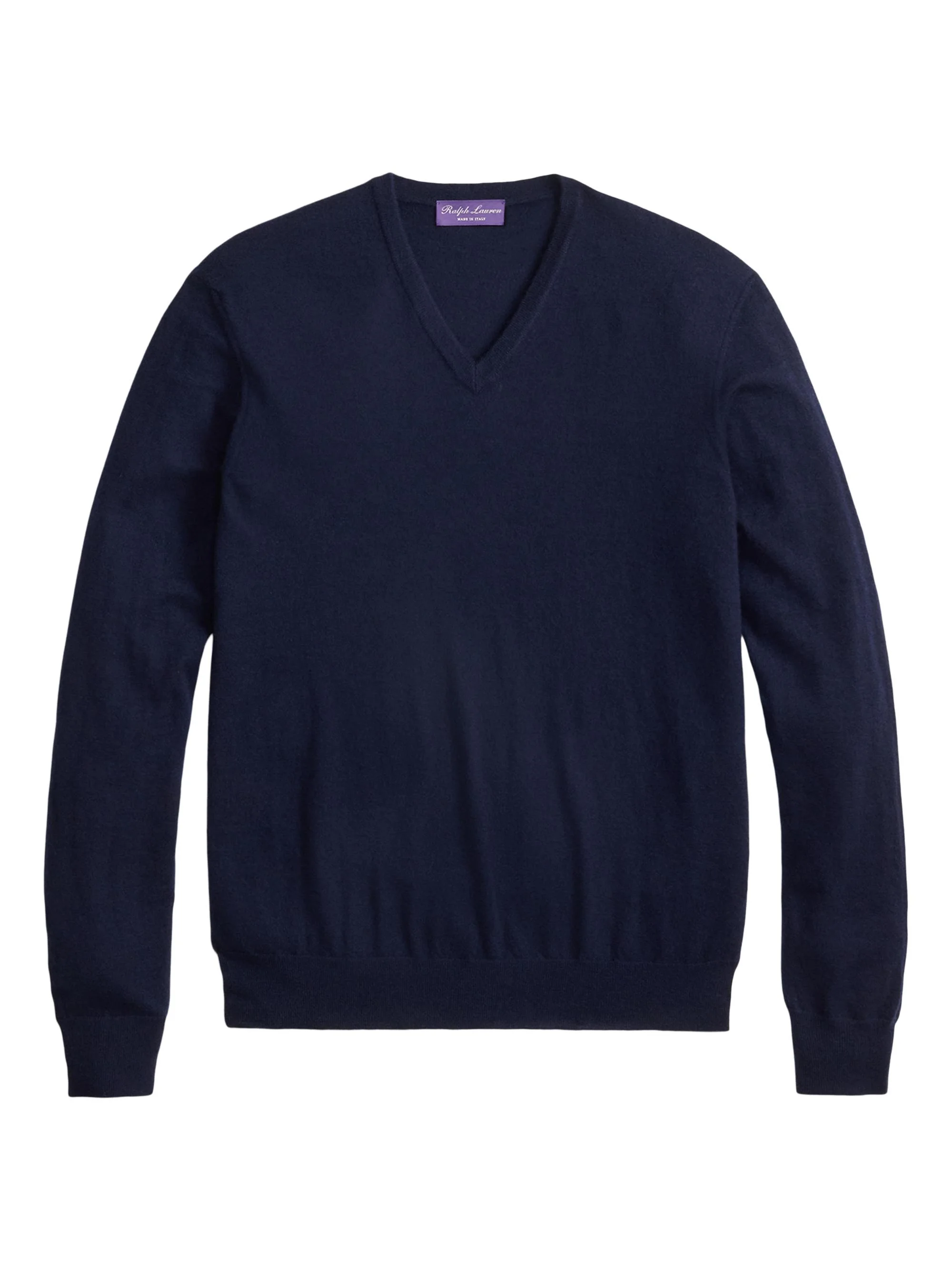 Men's Cashmere Jersey V-Neck Sweater - Classic Chairman Navy - 1