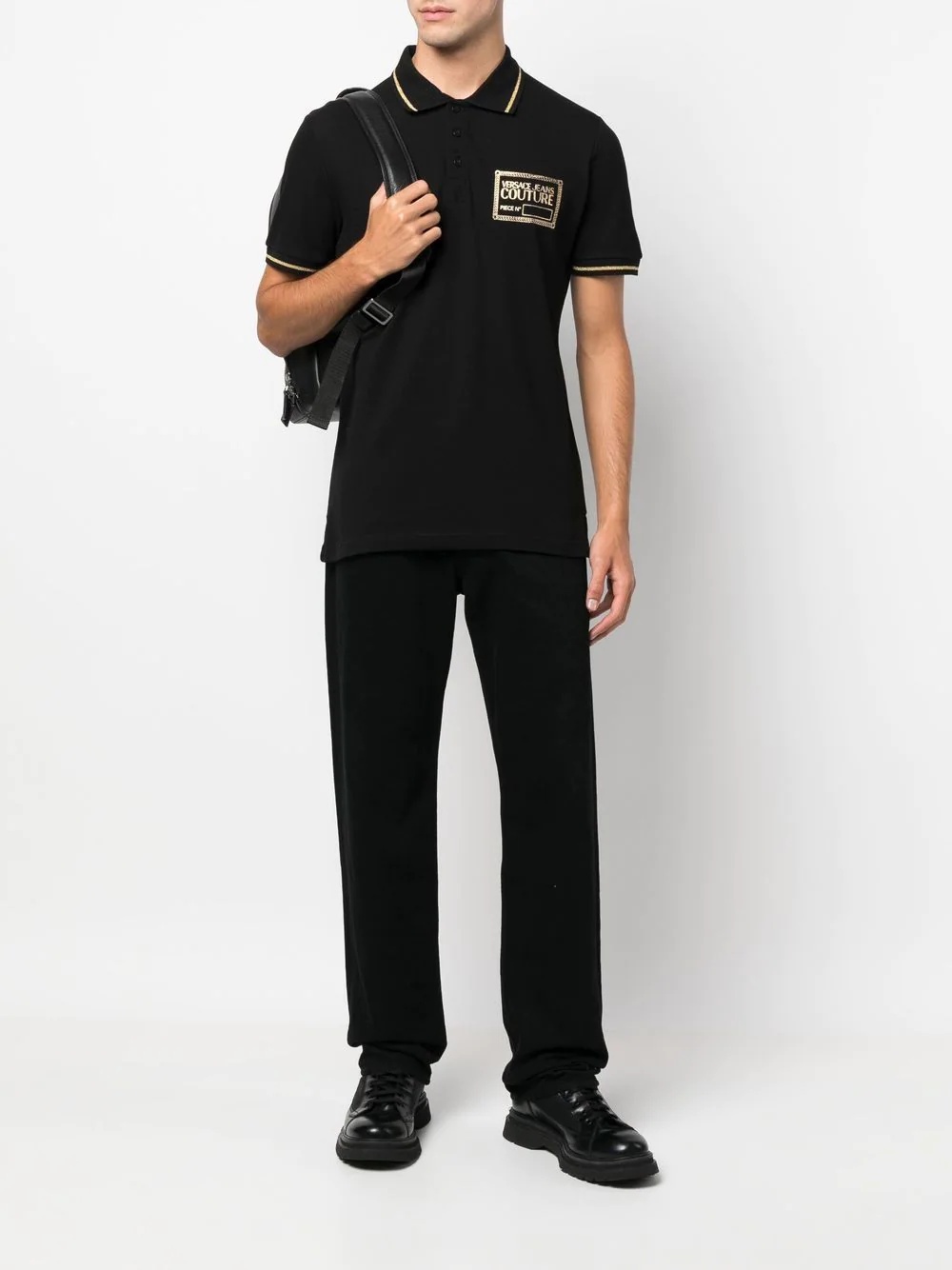 logo-patch polo shirt - 2