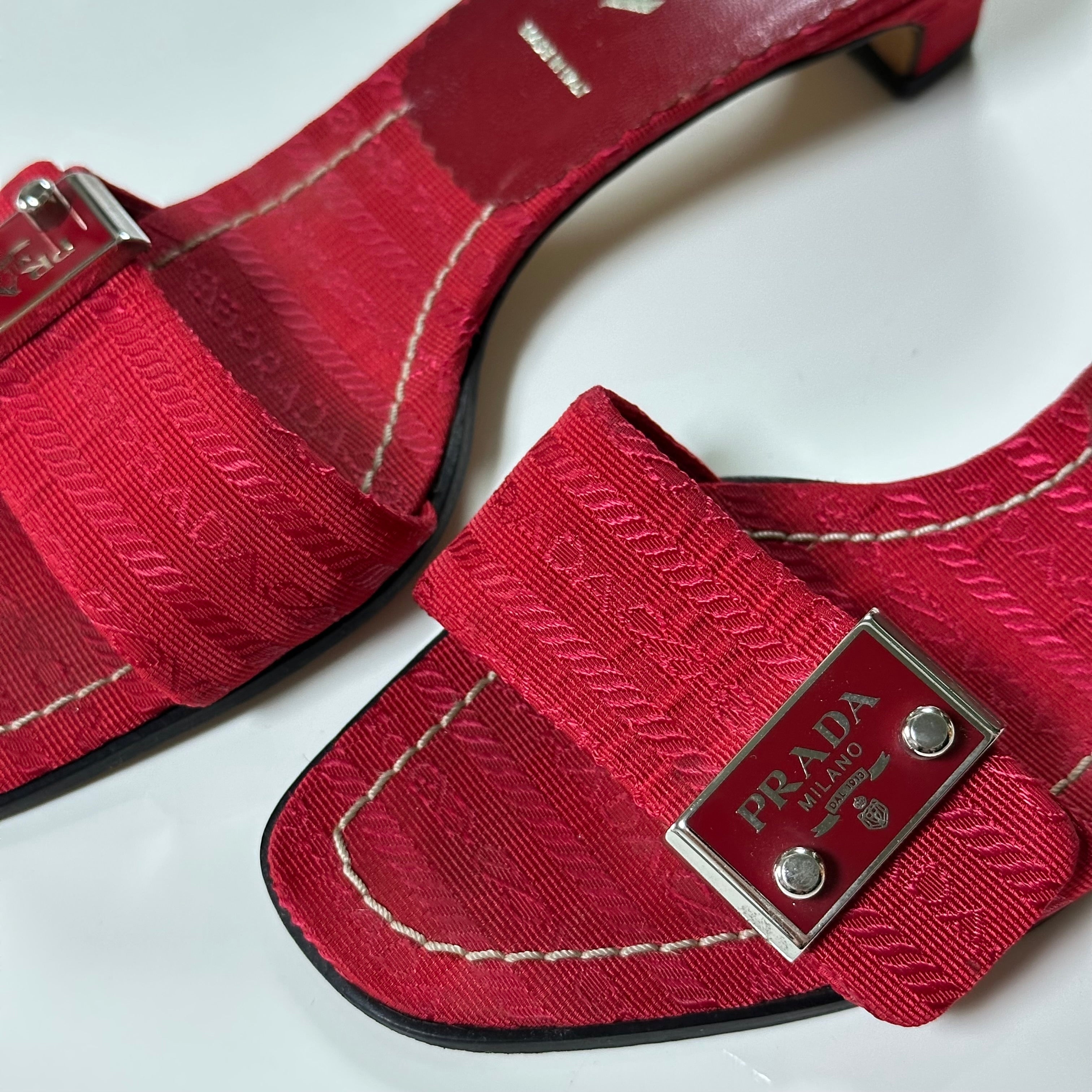 PRADA Nylon Logo Sandals - 5
