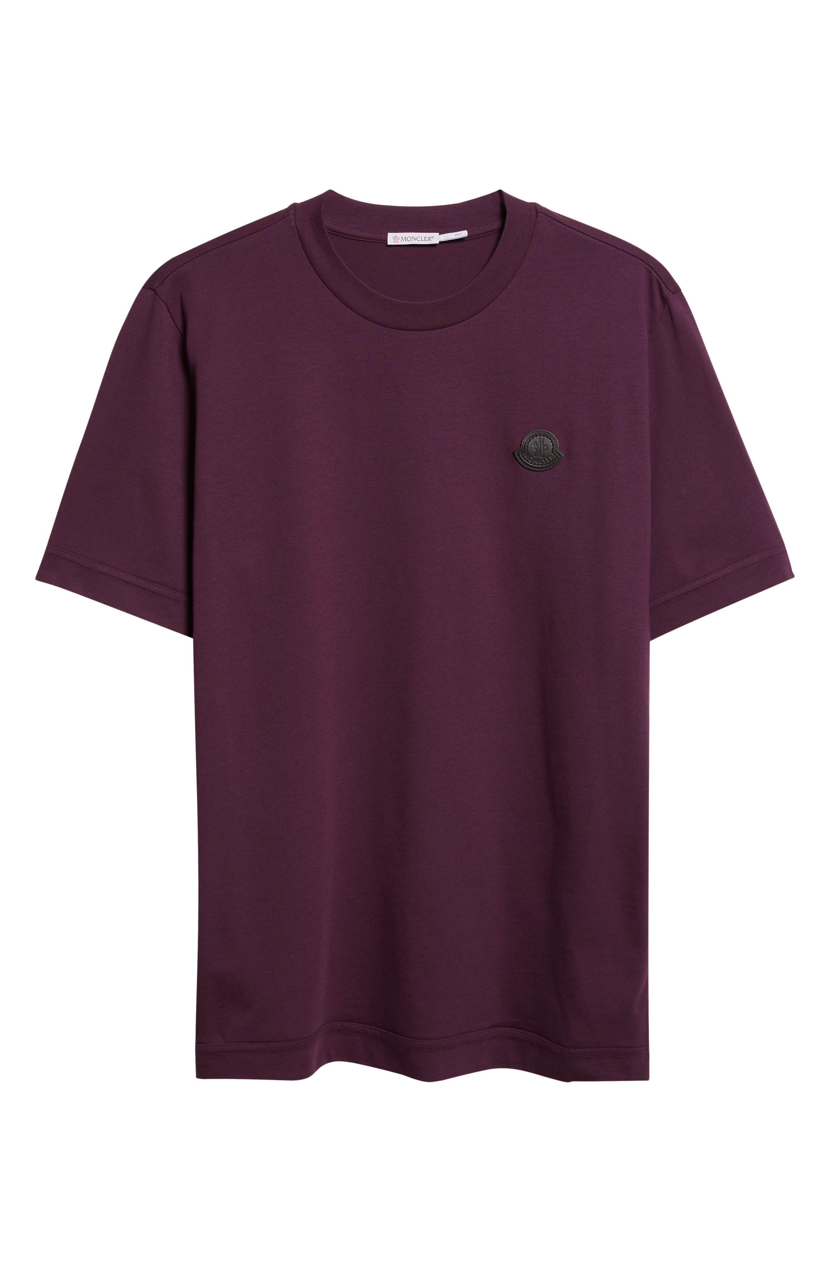 Moncler Leather Logo Patch Cotton T-Shirt in Potent Purple at Nordstrom - 5