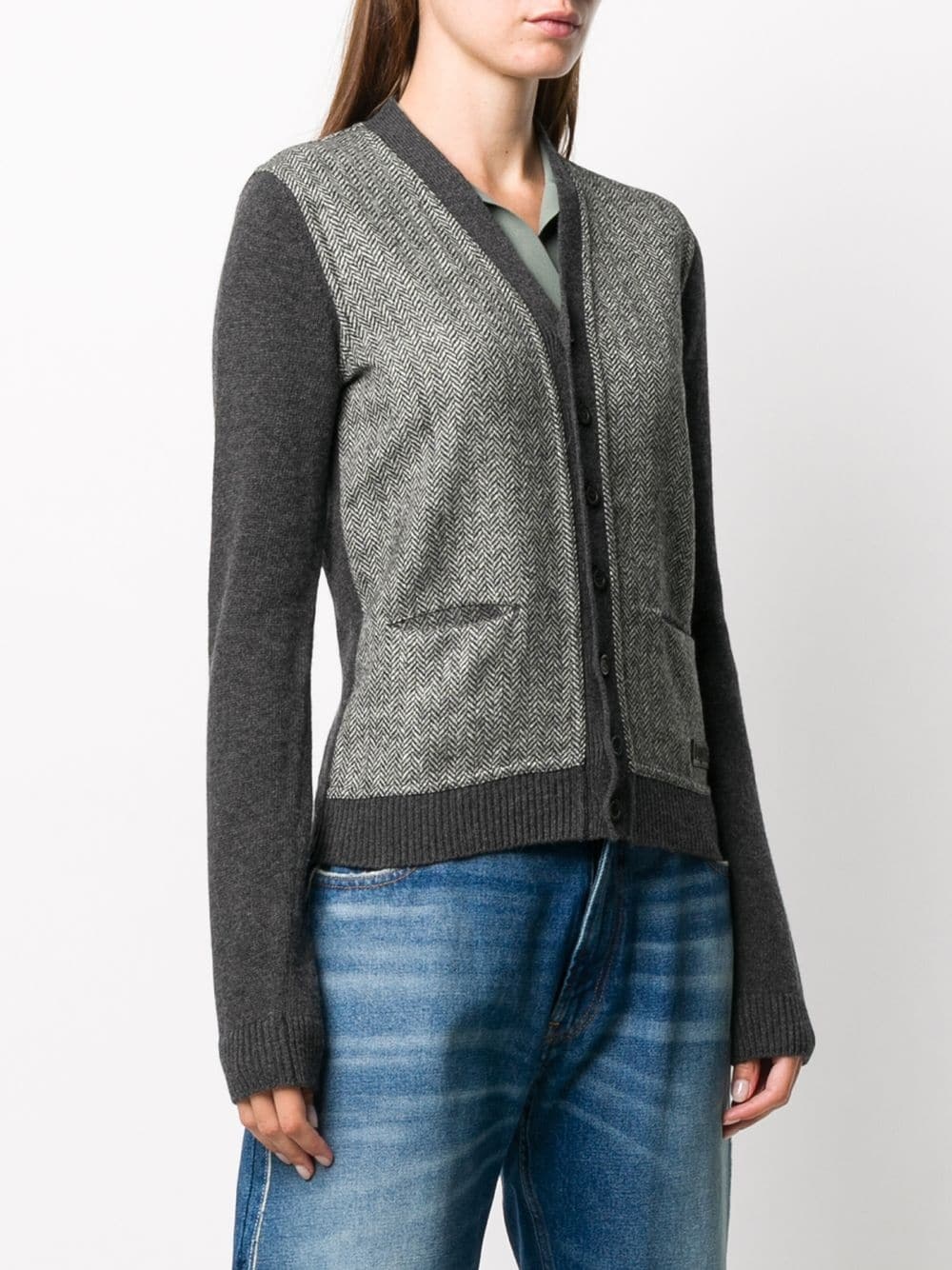 panelled cropped cardigan - 3