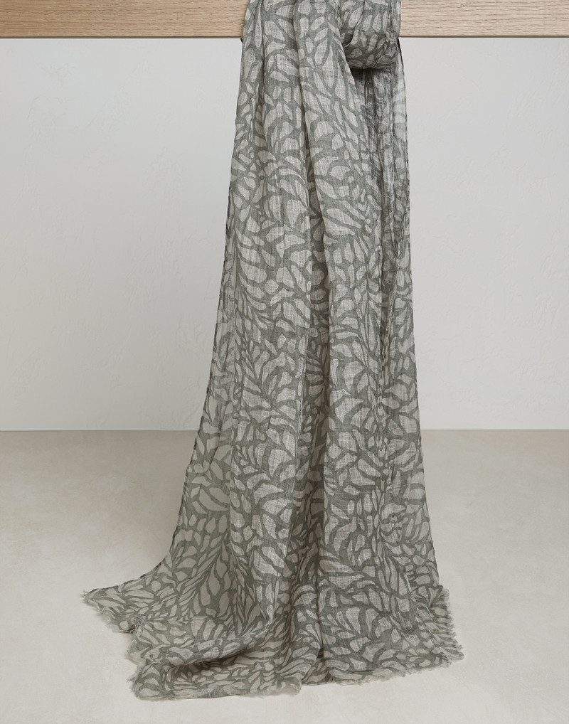 Ramage print linen scarf 1