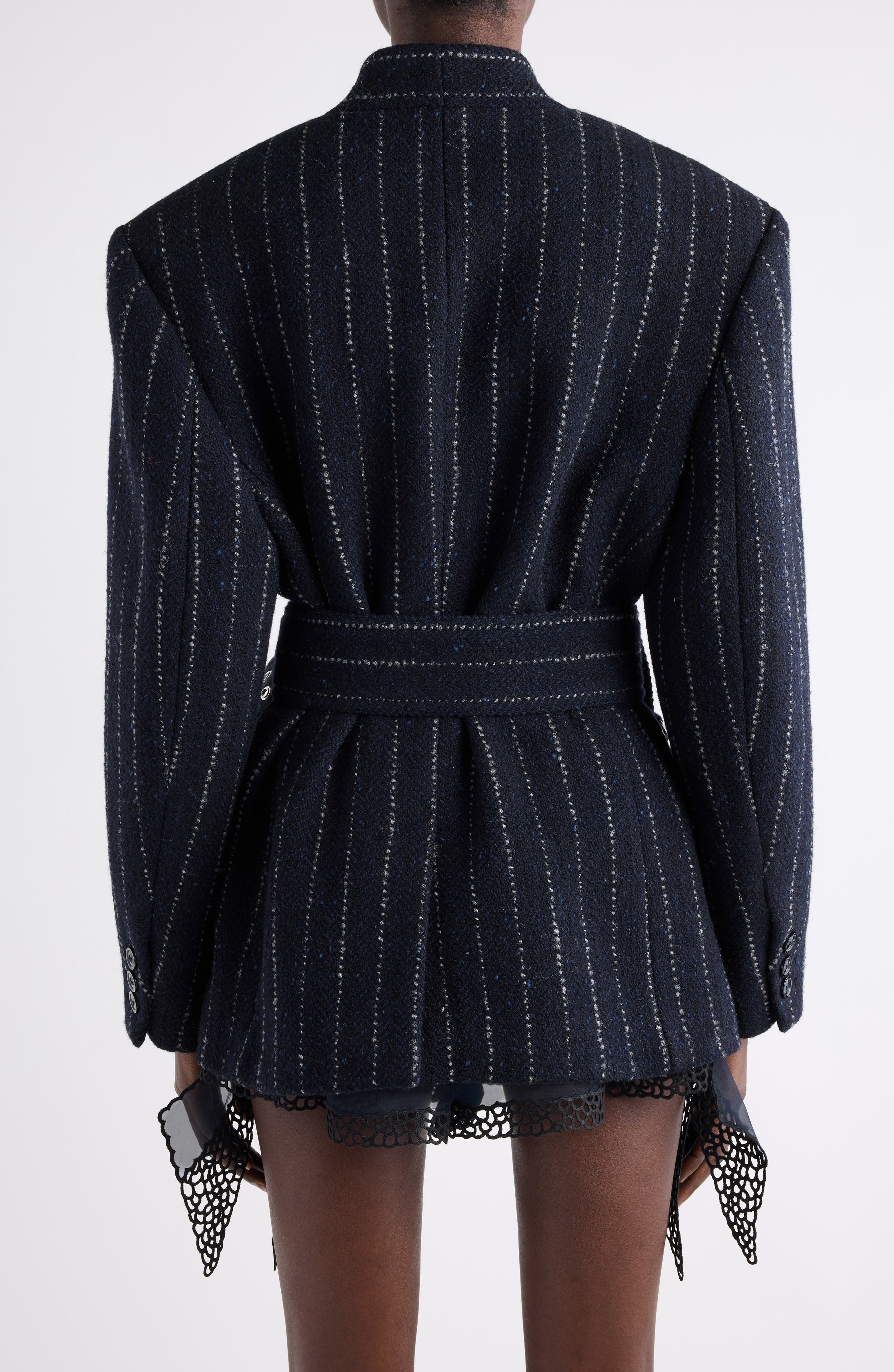 Isabel Marant Fyma Pinstripe Wool Belted Blazer in Midnight at Nordstrom - 3