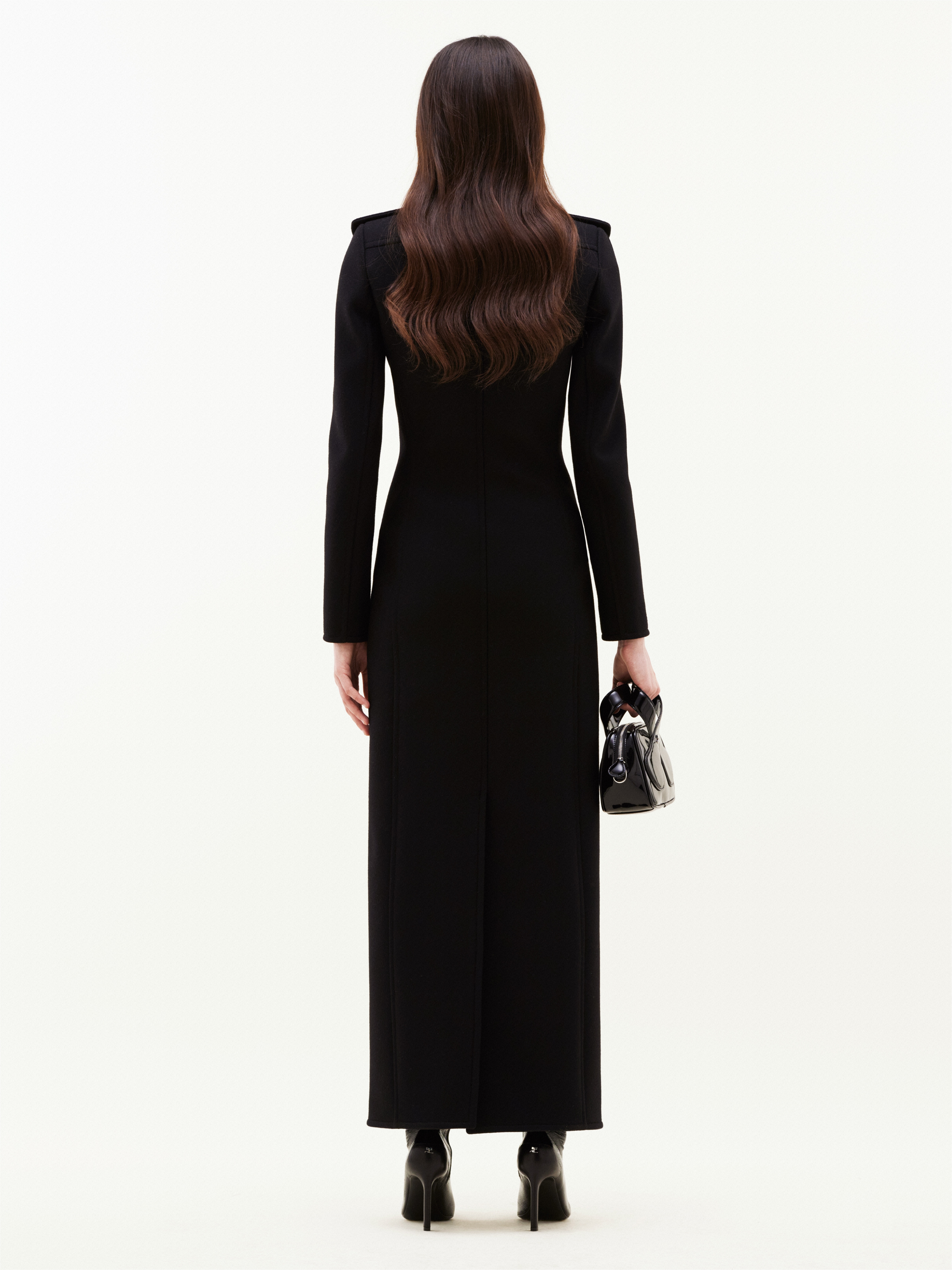 PADDED SHOULDERS WOOL COAT - 4