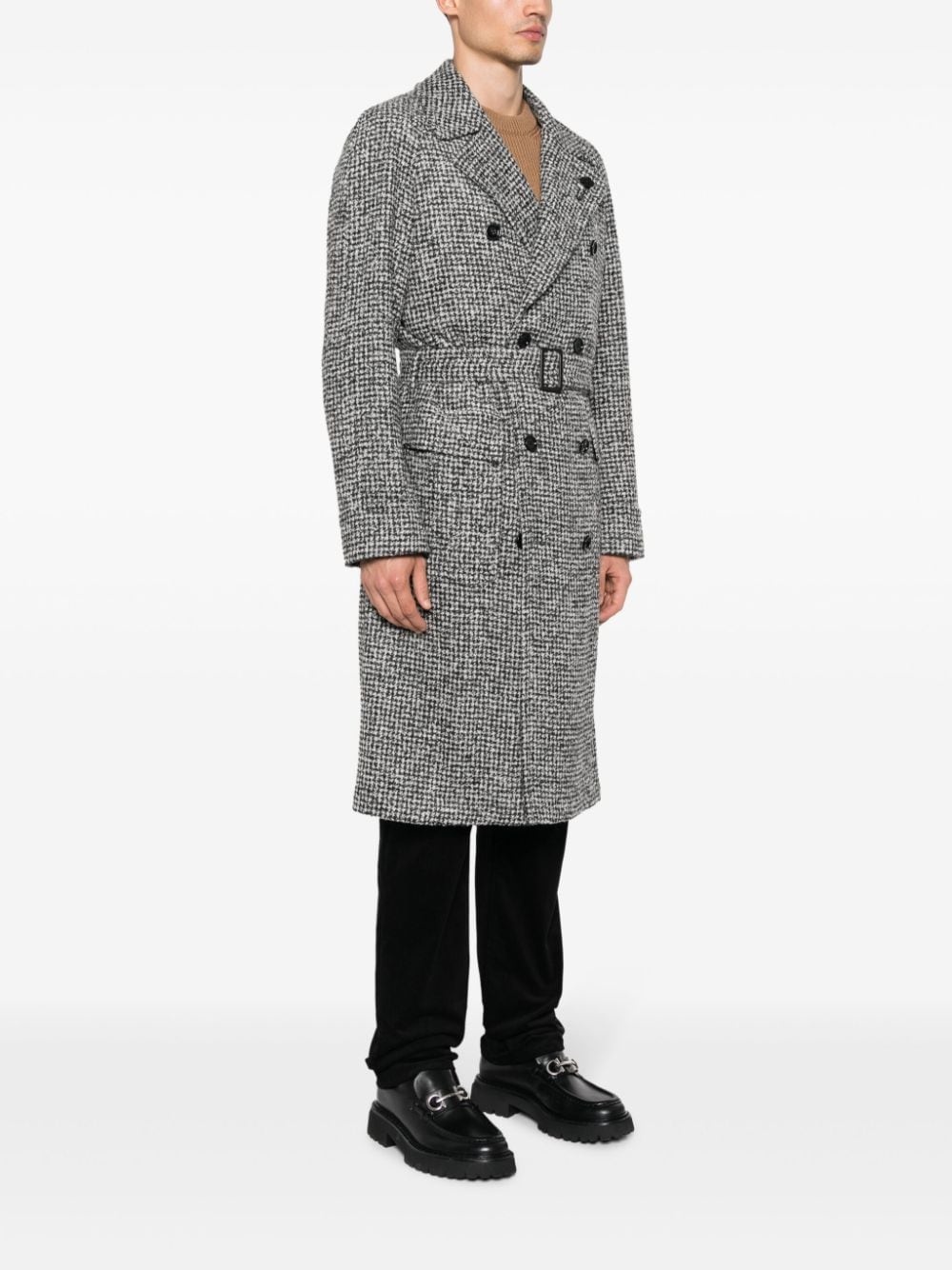 belted double-breasted coat - 3