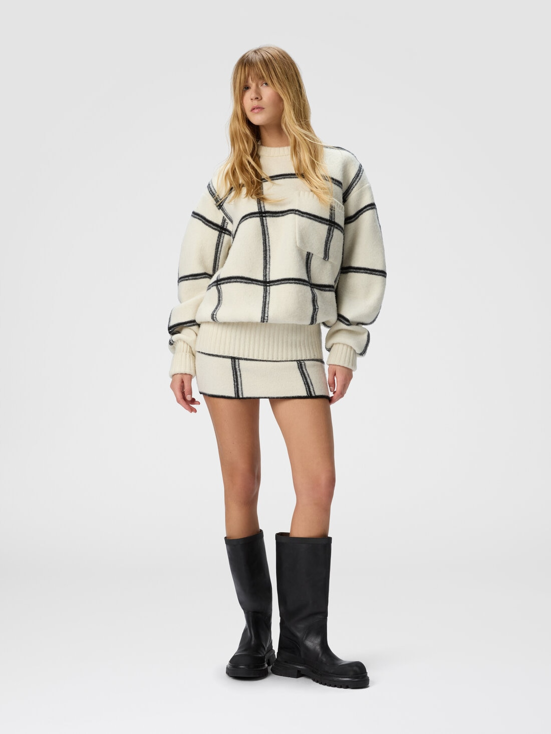 Jacquard checkered mini skirt - 2