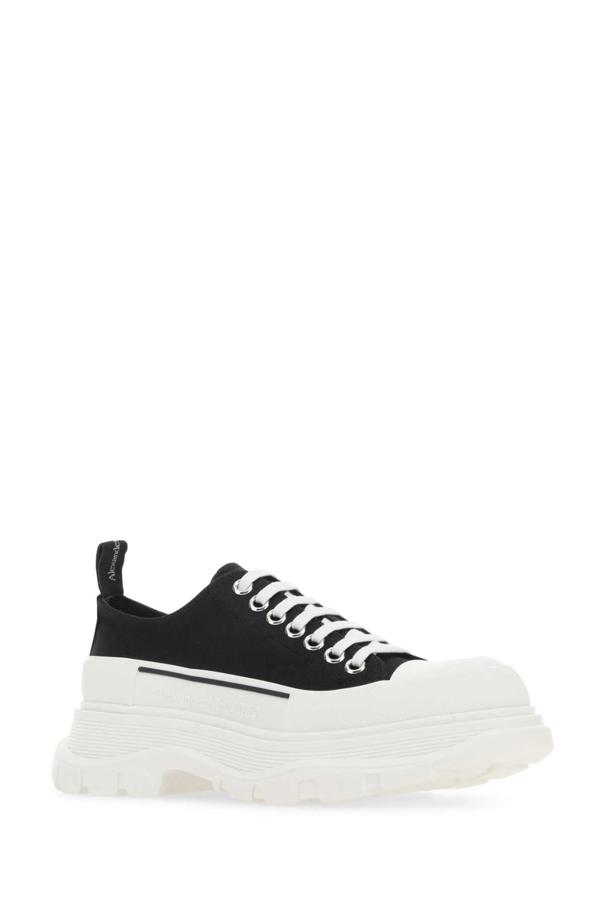 Alexander Mcqueen Women Black Canvas Tread Slick Sneakers - 2