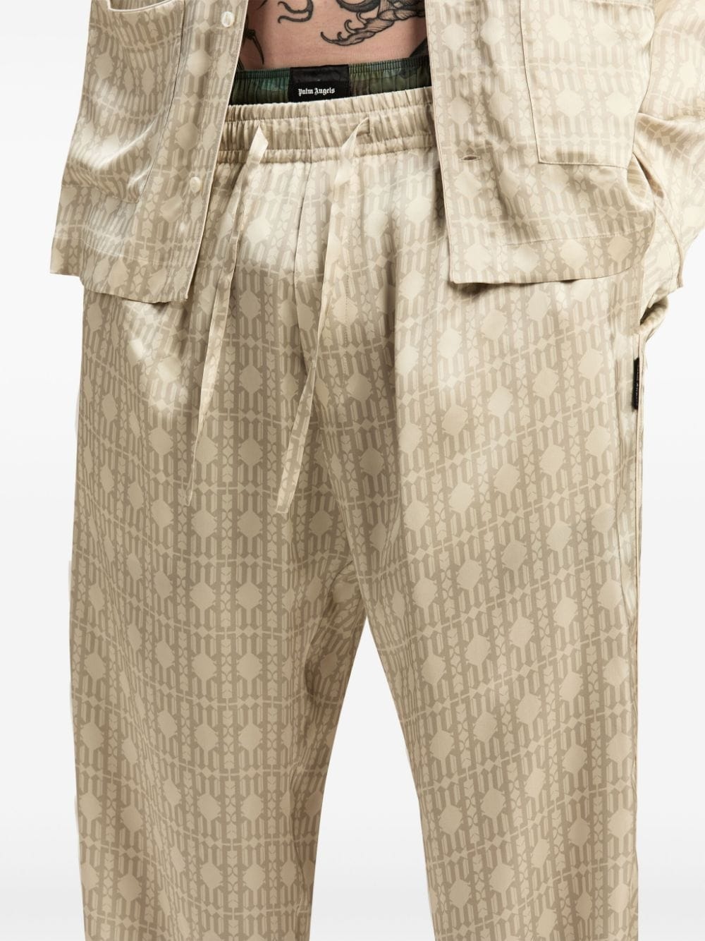 monogram-jacquard wide-leg trousers - 6
