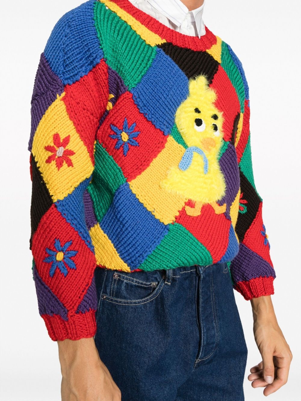 bird-appliqué colour-block jumper - 5