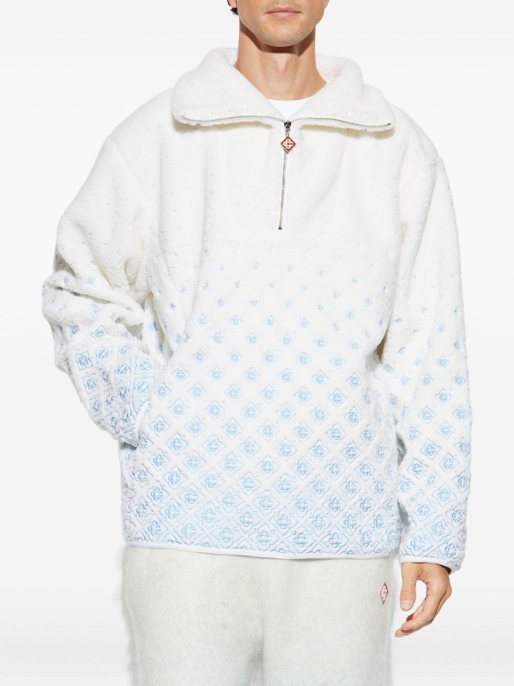 logo-embroidered fleece jacket - 3