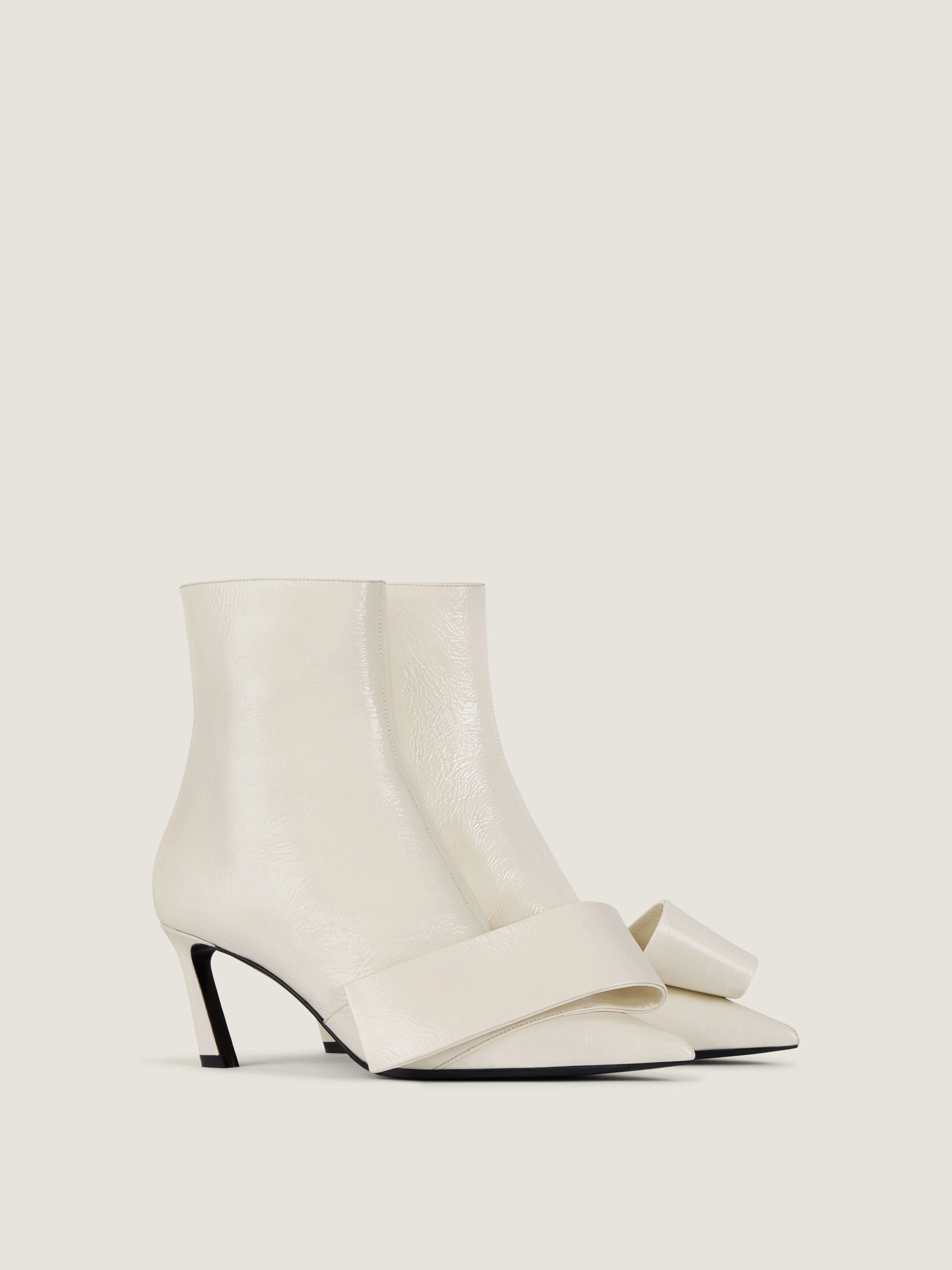 TWISTED RIBBON ANKLE BOOTS IN SHINY NAPLACK LEATHER - 1
