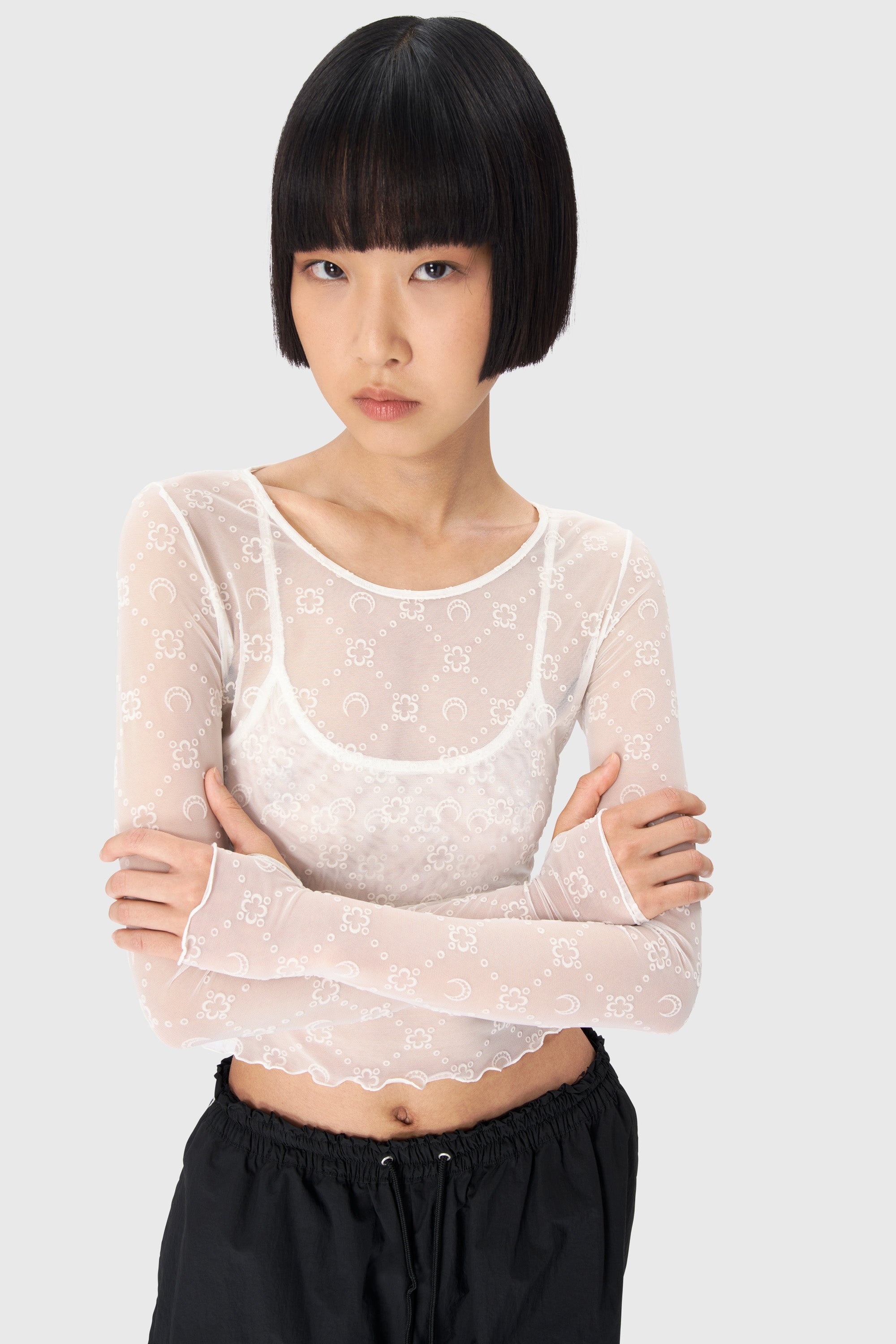 Recycled Mesh Flock Second Skin Cropped Top - 3