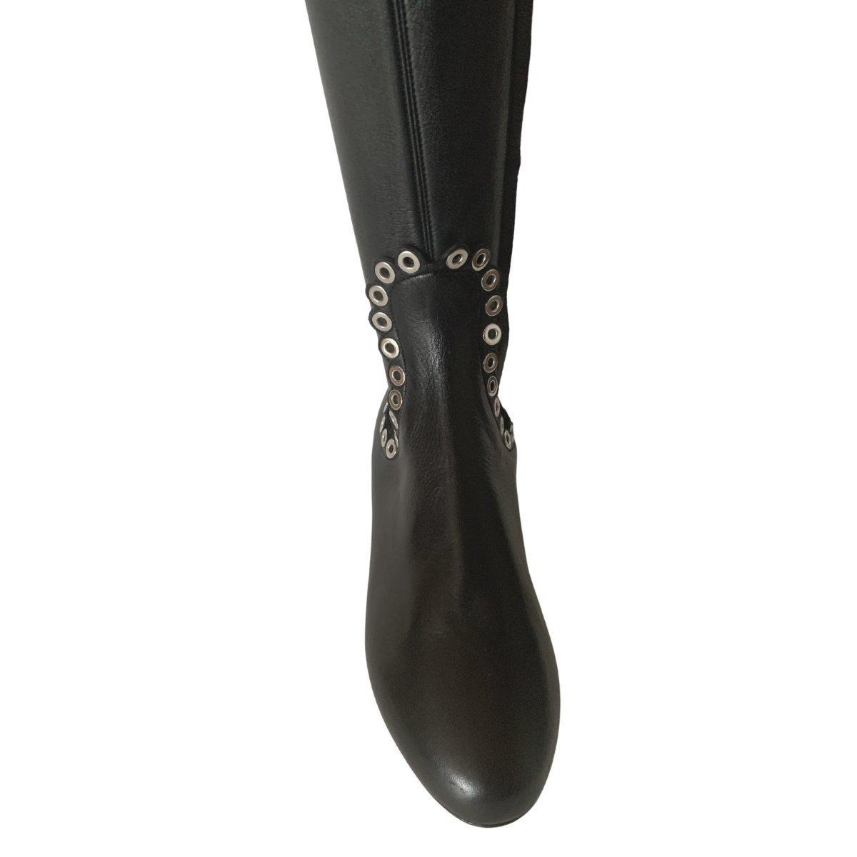 Over Knee Studded Flat Boots - 6