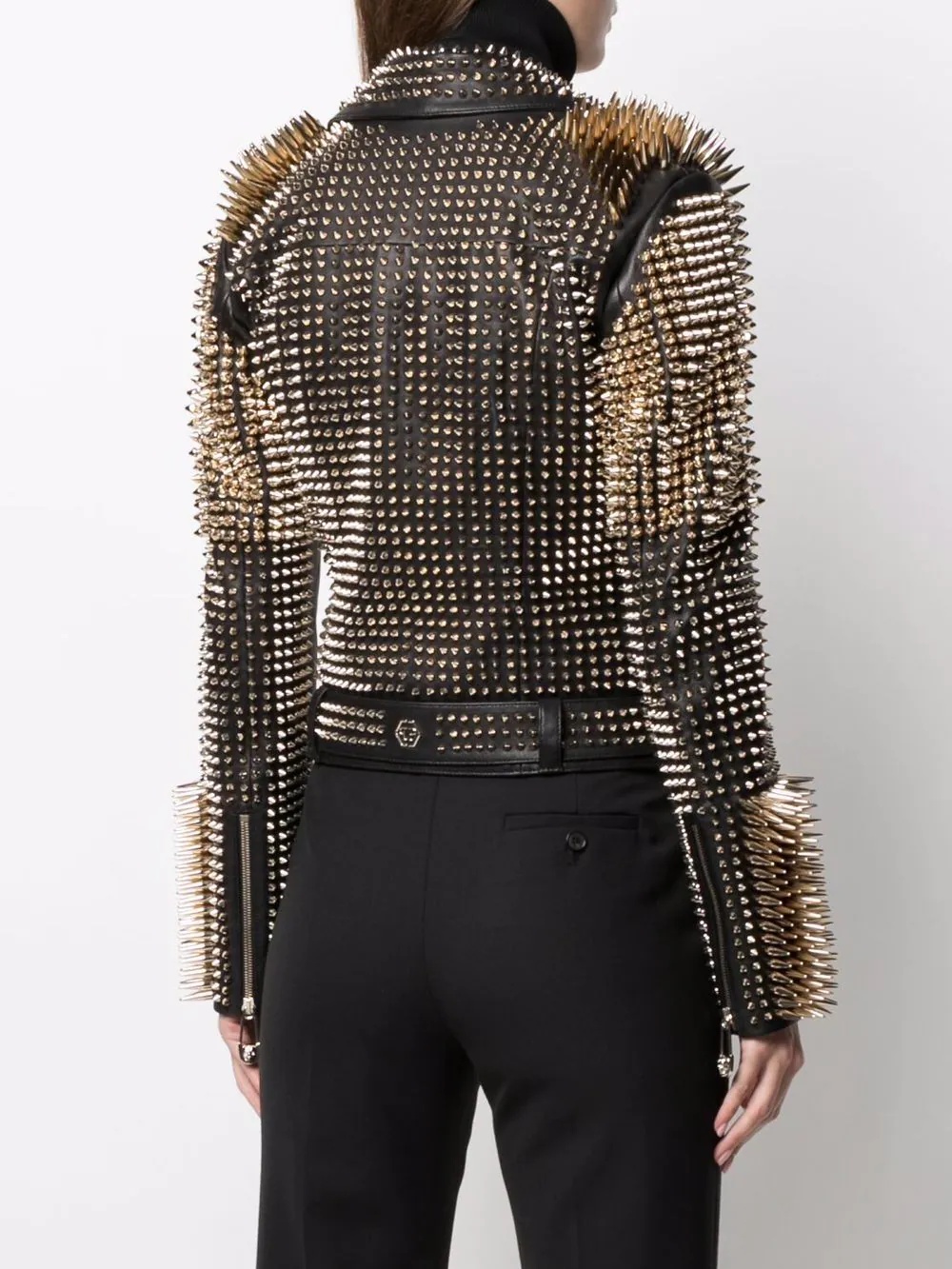 studded leather biker jacket - 4