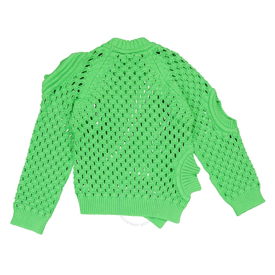 Stella McCartney Ladies Green Fluo Oversized Textured Mesh Sweater - 6