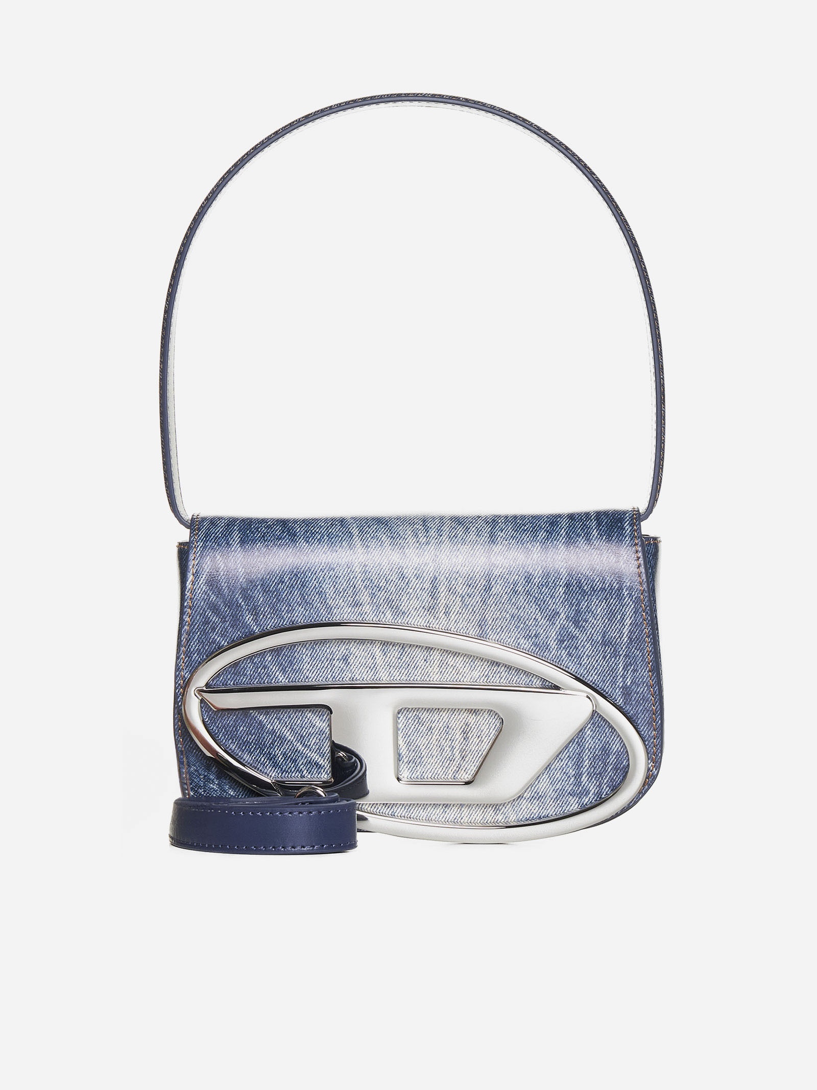 Diesel 1DR denim print leather shoulder bag