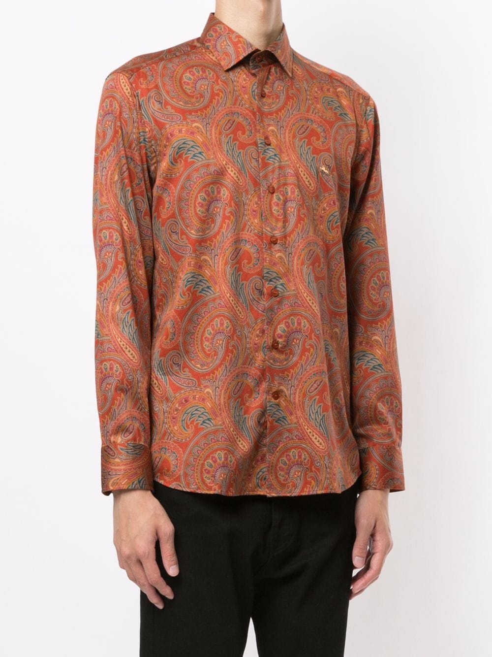 paisley print long-sleeved shirt - 3