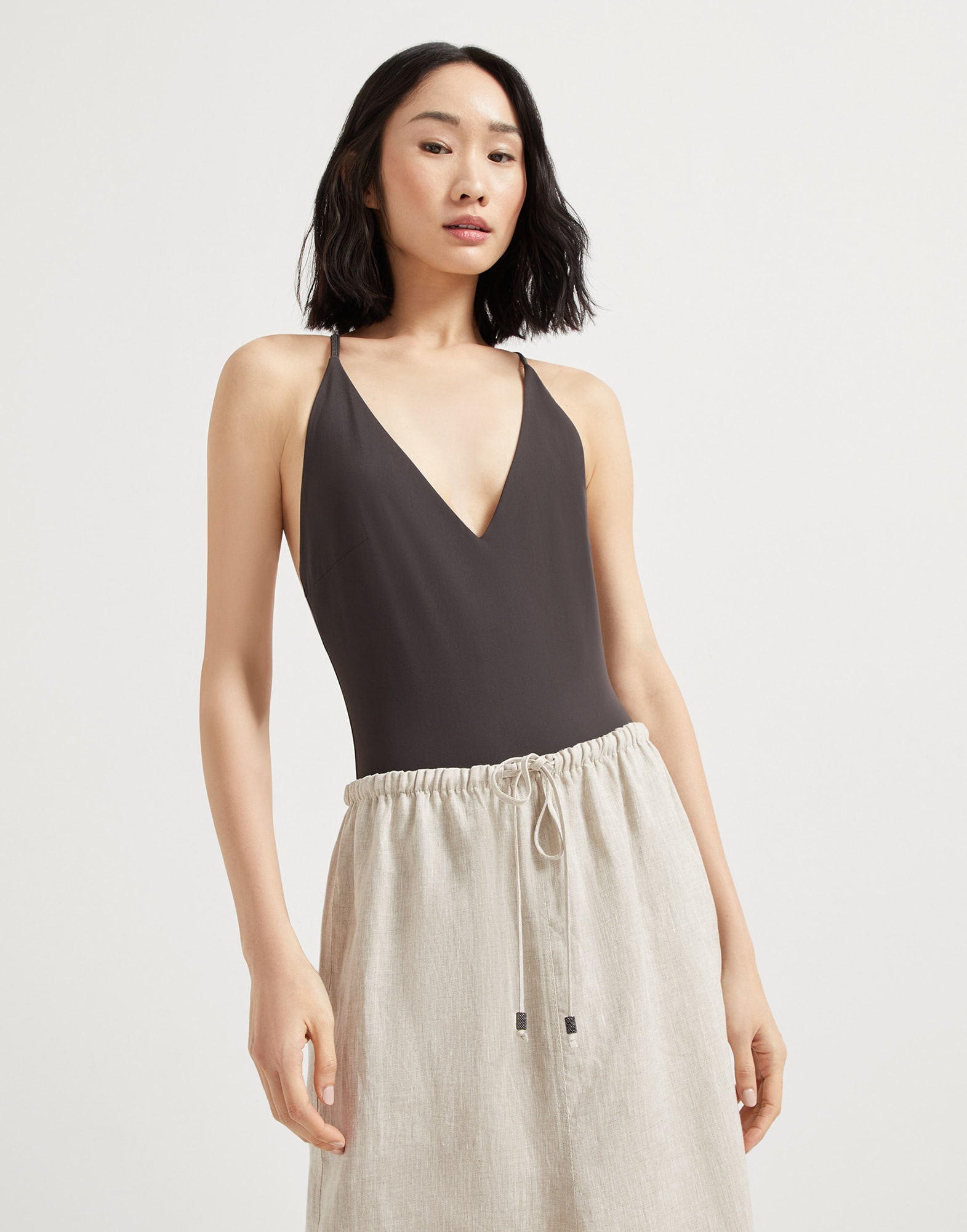 Lightweight linen fluid skirt with monili - 3